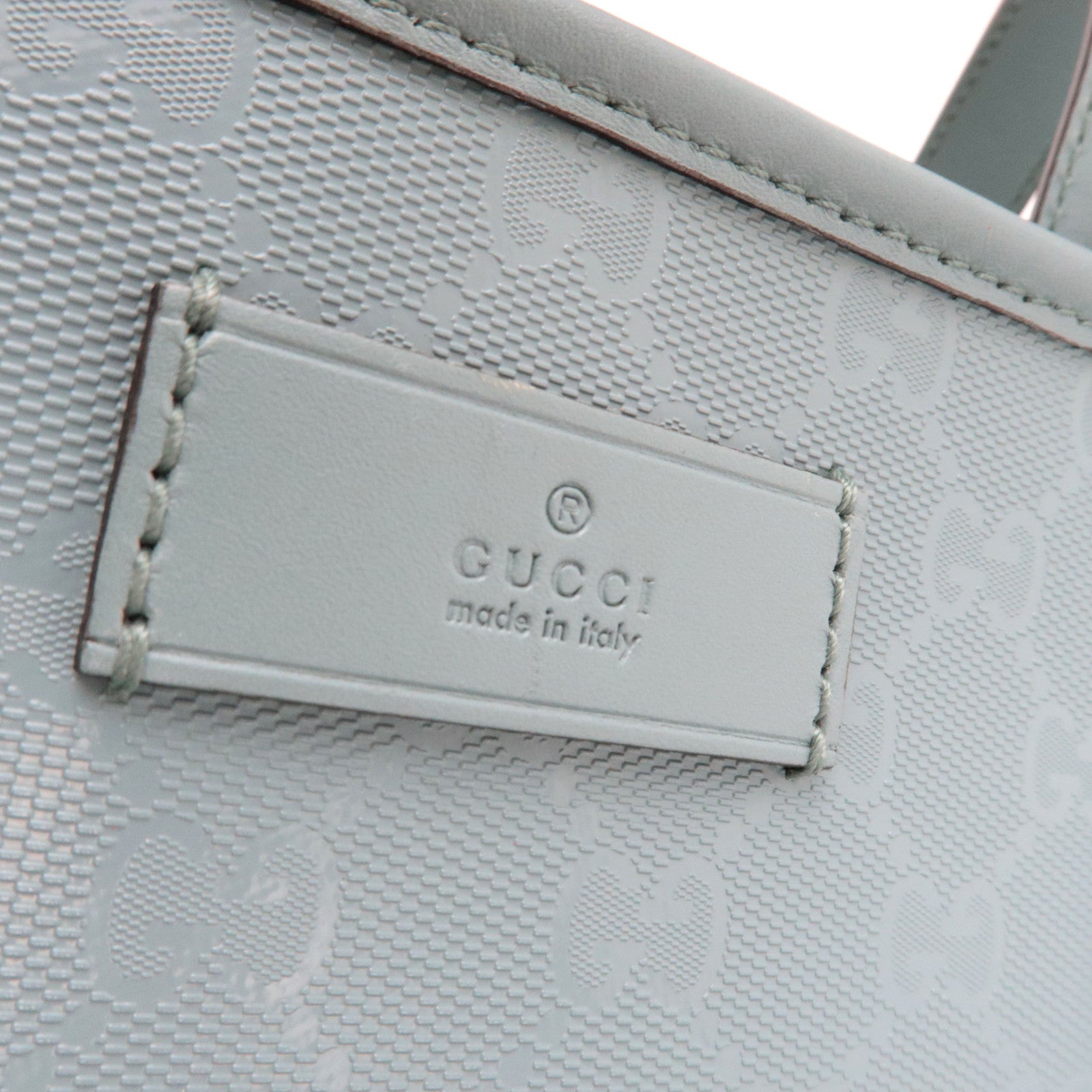 GUCCI Tote Bag GG Imprime Leather Light Blue 211137