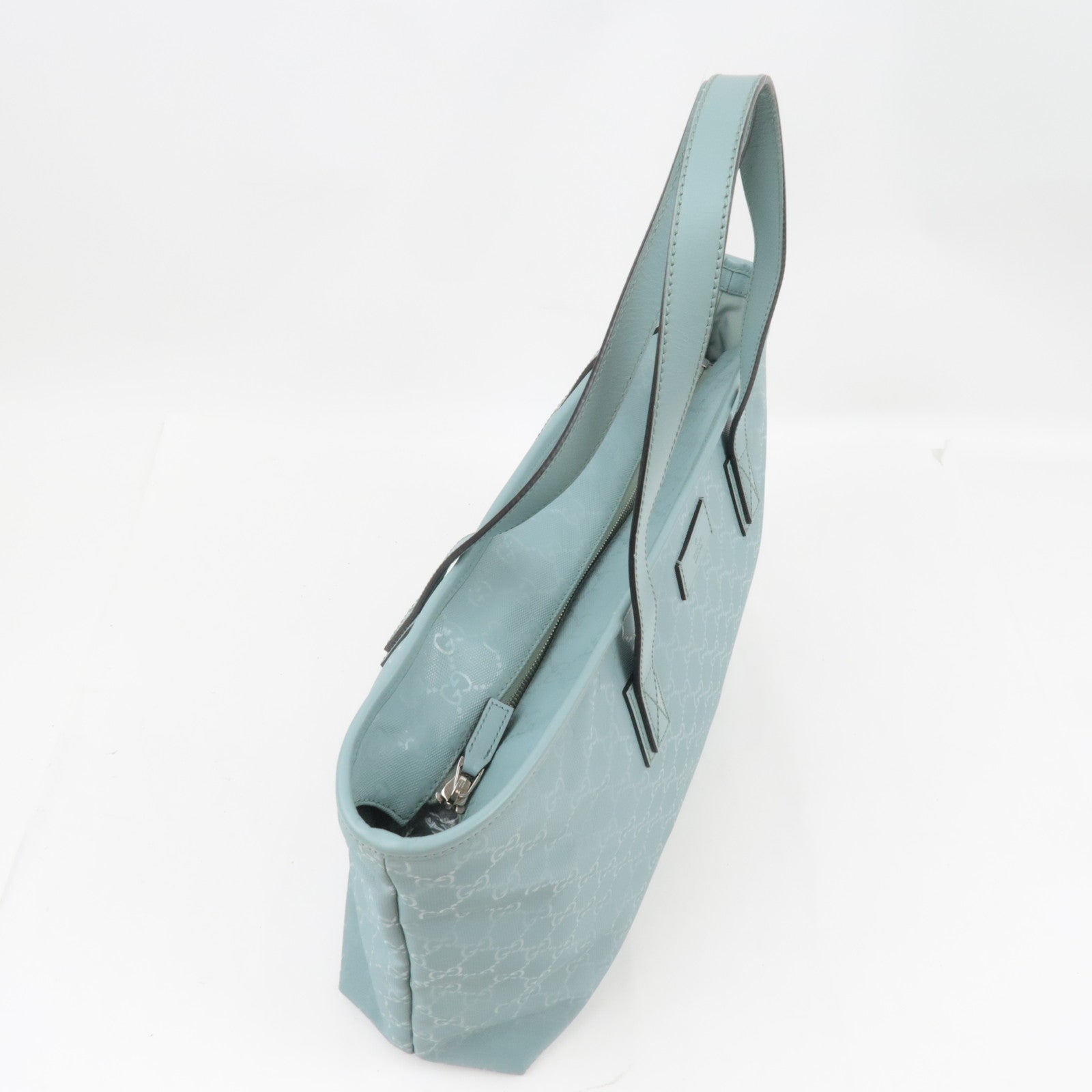 GUCCI Tote Bag GG Imprime Leather Light Blue 211137