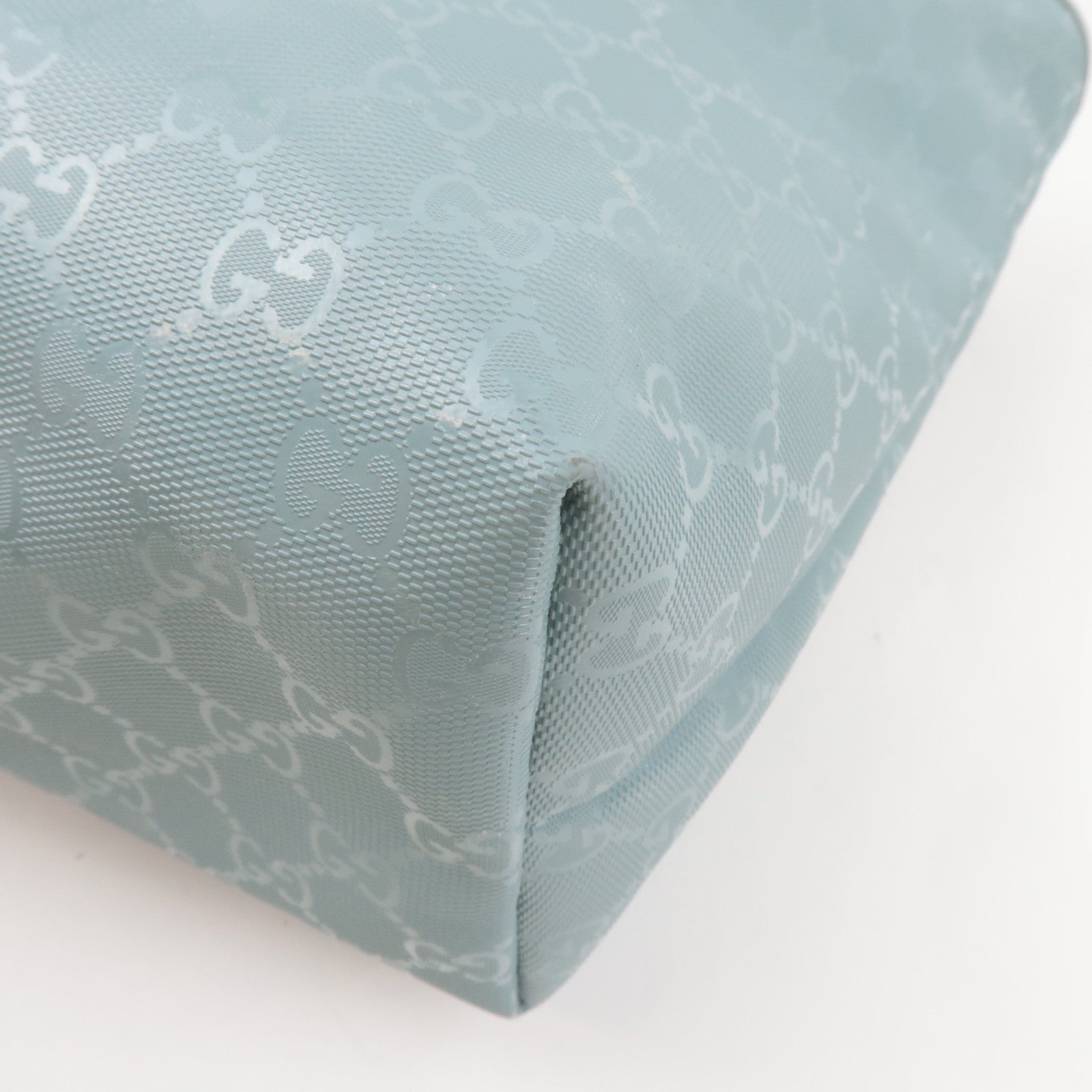 GUCCI Tote Bag GG Imprime Leather Light Blue 211137