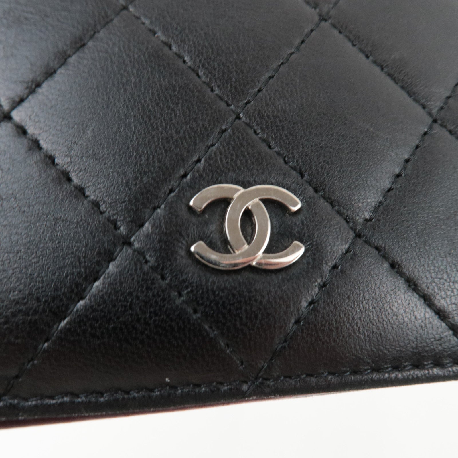 CHANEL Matelasse Bi-Fold Long Wallet Lambskin Black *Box, G card