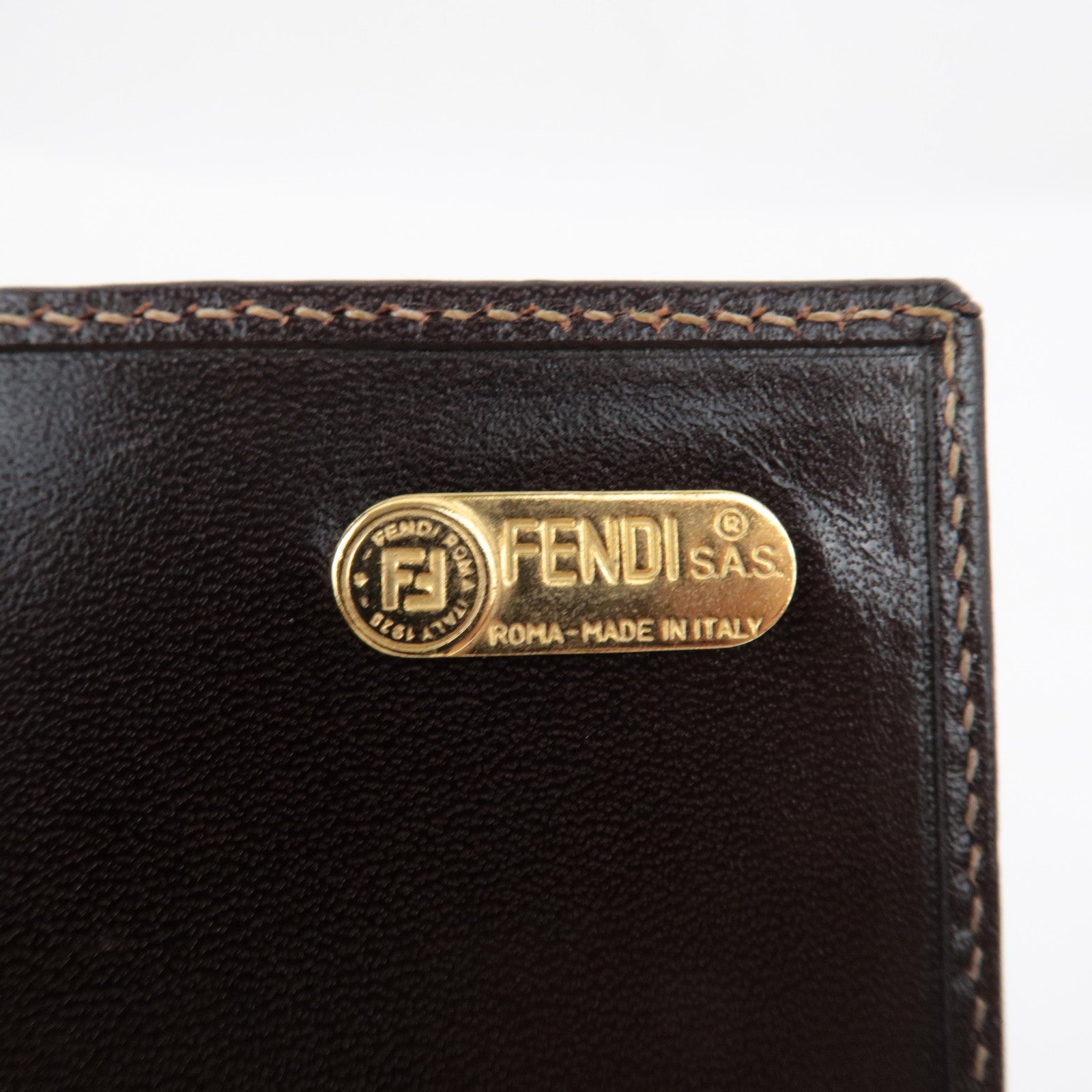 FENDI Zucca Bi-Fold Long Wallet Khaki Black Brown 30851