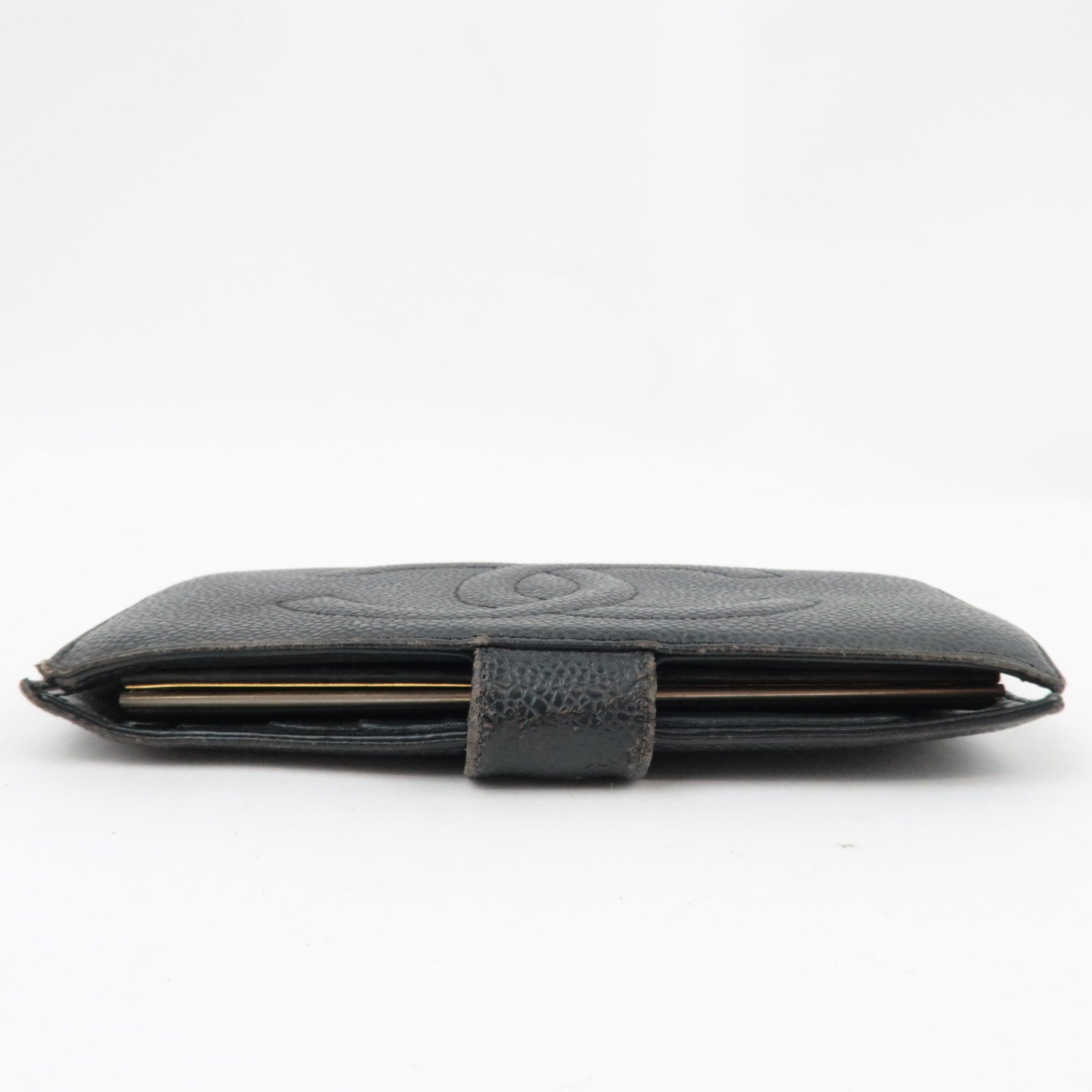 CHANEL Coco Mark Bi-Fold Long Wallet Caviar Skin Black 3338507