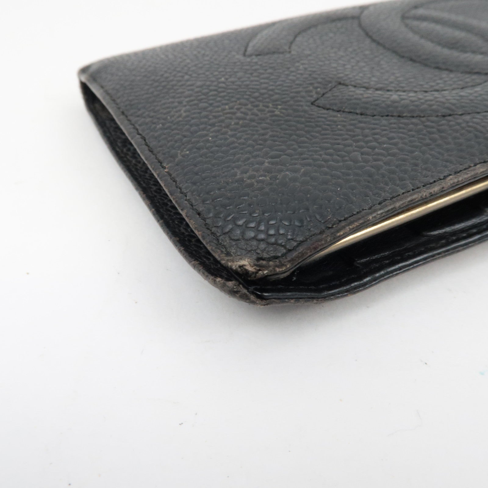 CHANEL Coco Mark Bi-Fold Long Wallet Caviar Skin Black 3338507