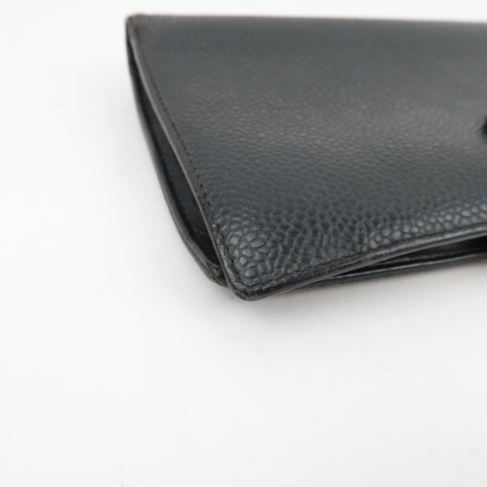 CHANEL Coco Mark Bi-Fold Long Wallet Caviar Skin Black 3338507