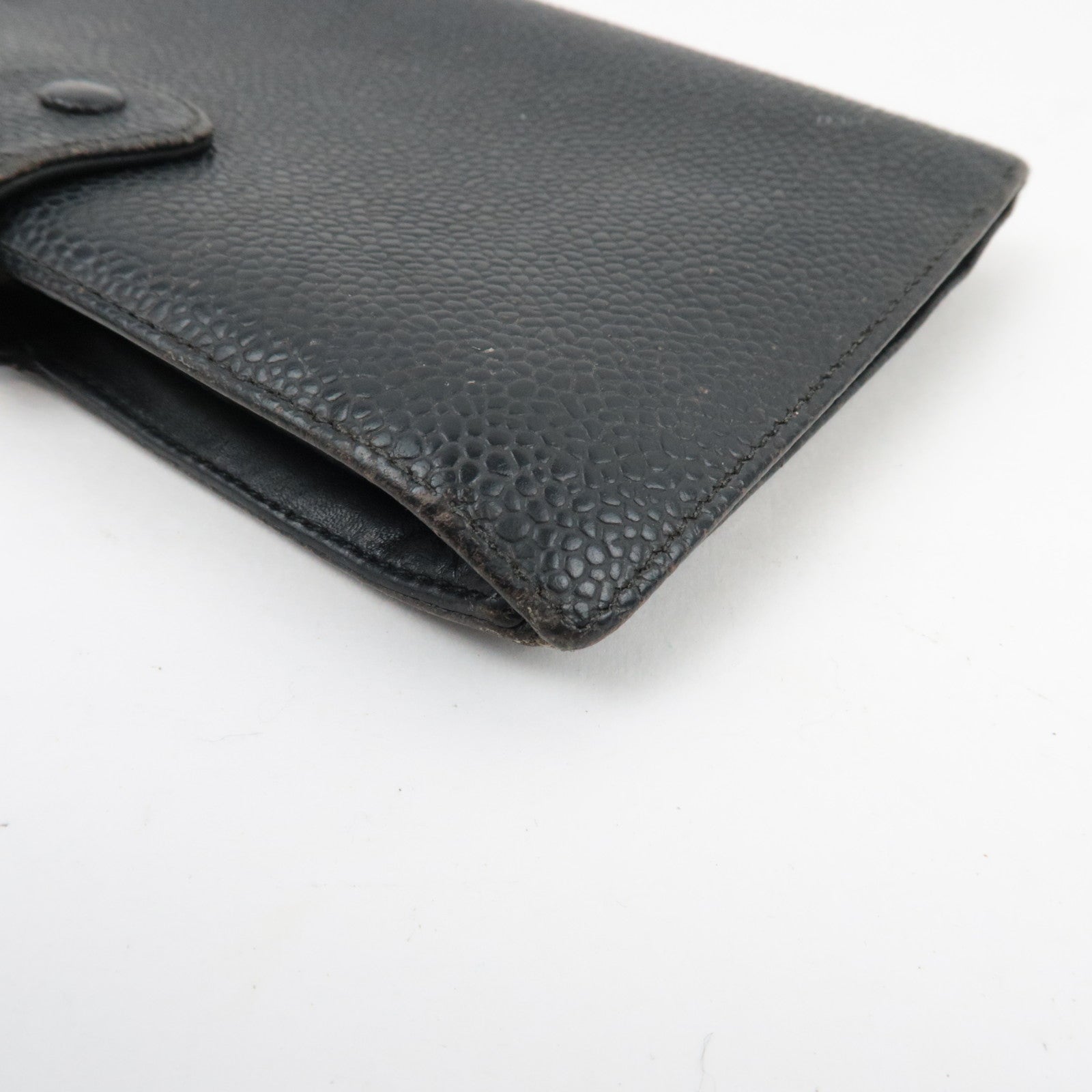 CHANEL Coco Mark Bi-Fold Long Wallet Caviar Skin Black 3338507