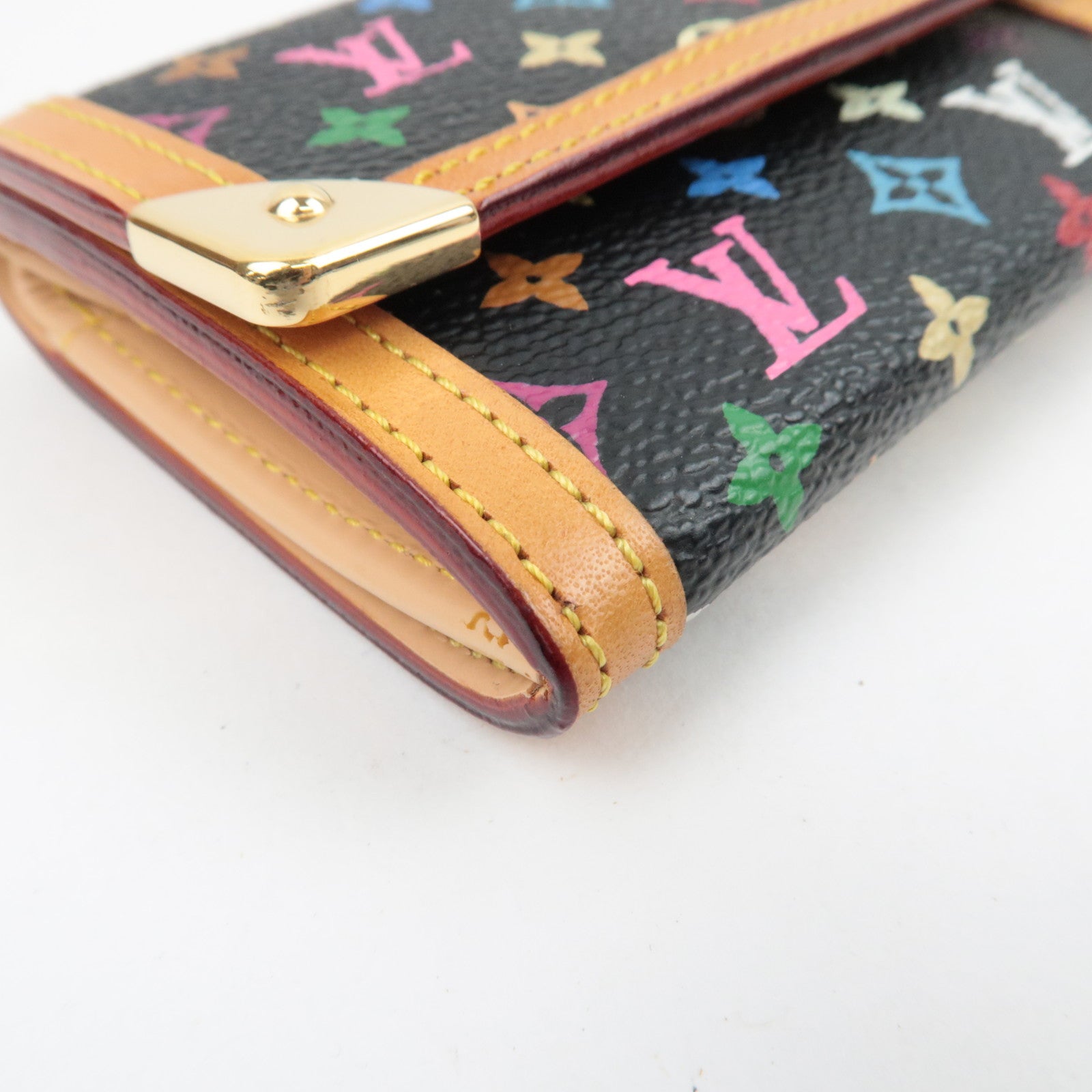 Louis Vuitton Monogram Multicolor Porte Monnaie Plat Small Wallet Noir M92656 MI0078 *Box, Dust bag
