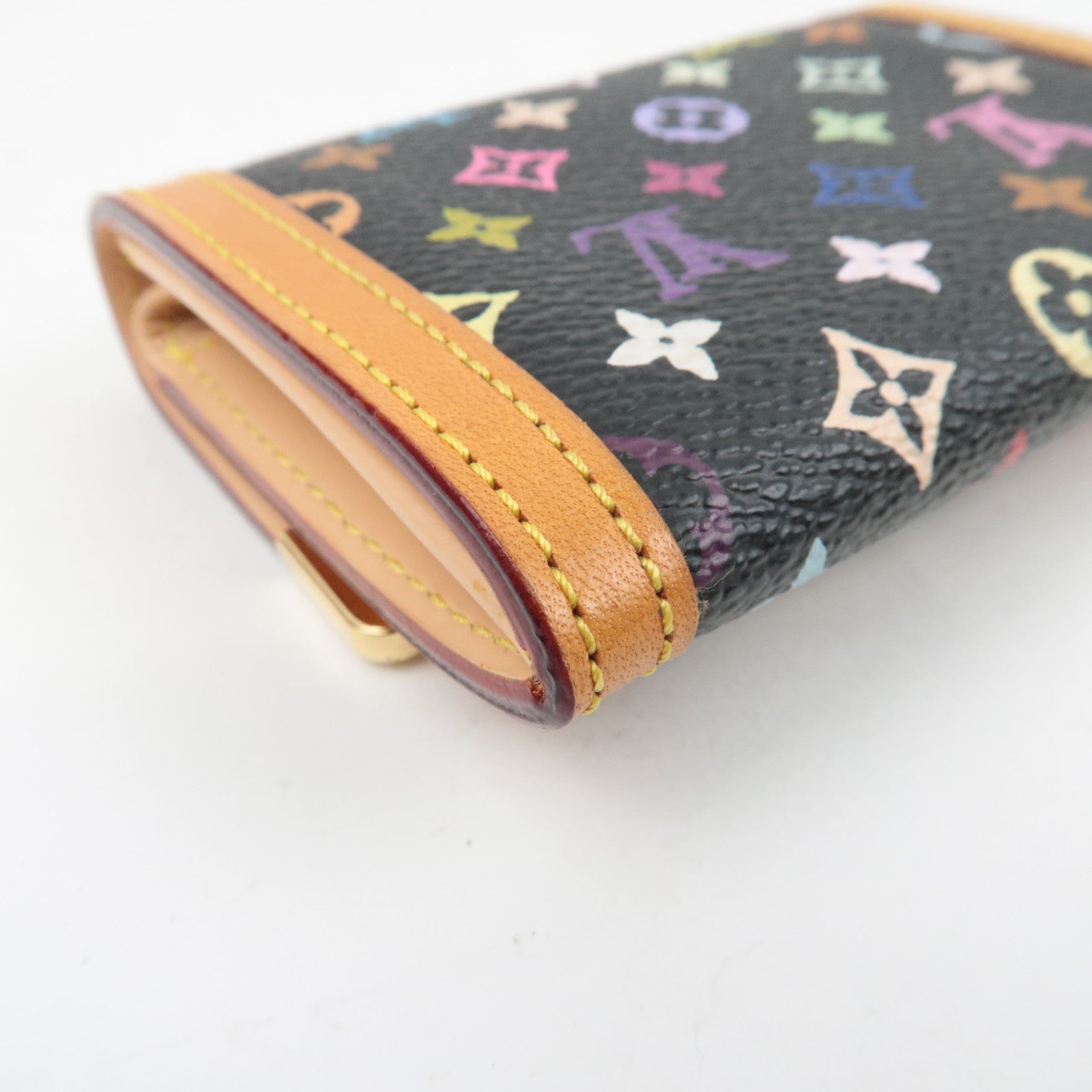 Louis Vuitton Monogram Multicolor Porte Monnaie Plat Small Wallet Noir M92656 MI0078 *Box, Dust bag