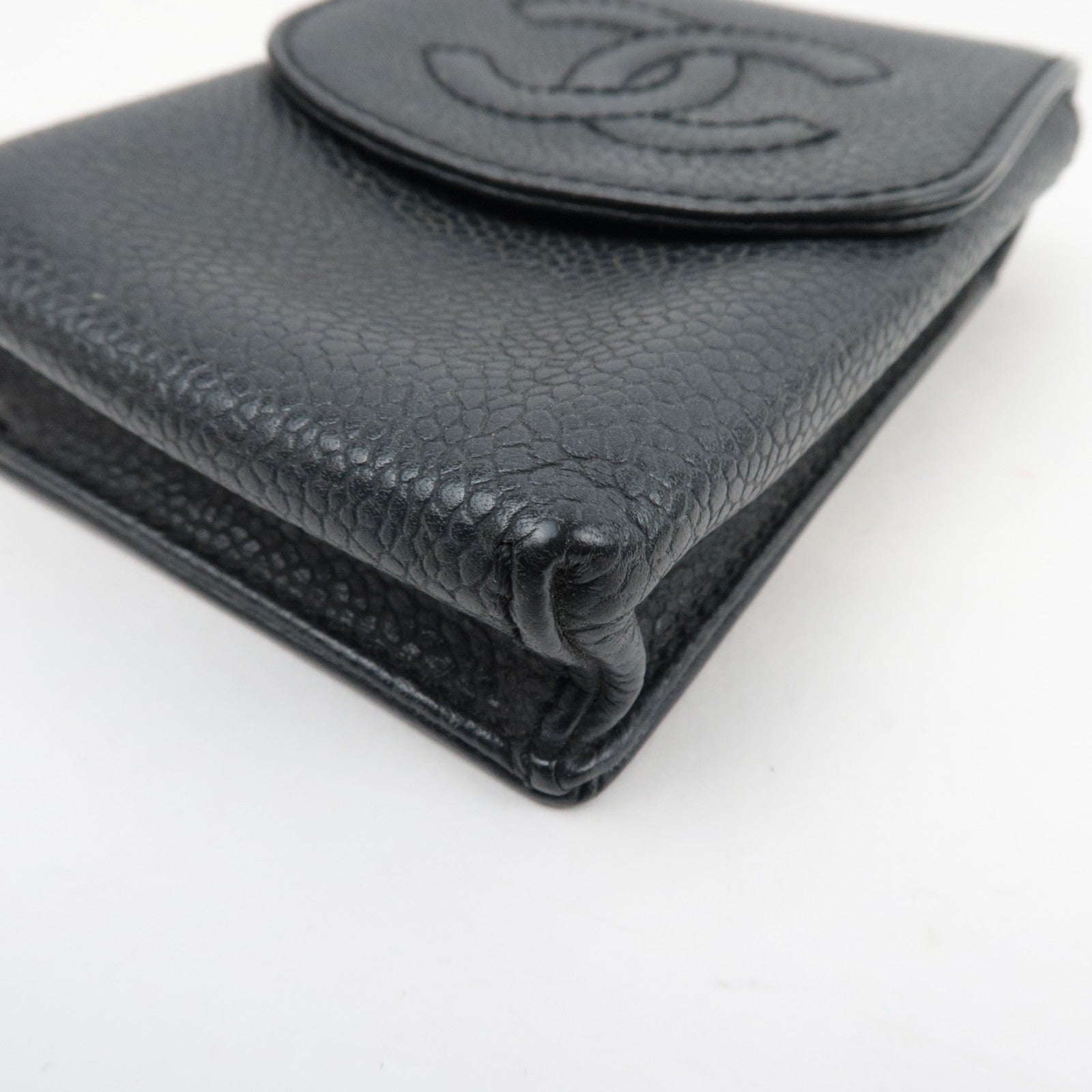 CHANEL Cocomark Cigarette Case Small Pouch Caviar Skin Black