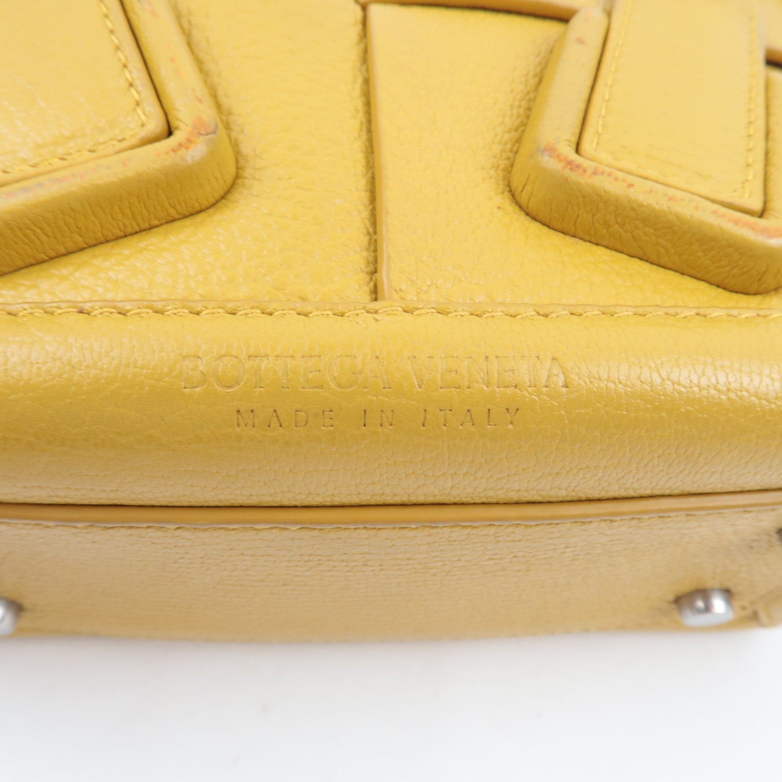 BOTTEGA VENETA Maxi Intrecciato Mini The Arco 2Way Hand Bag Yellow 600606 *Dust bag, Strap
