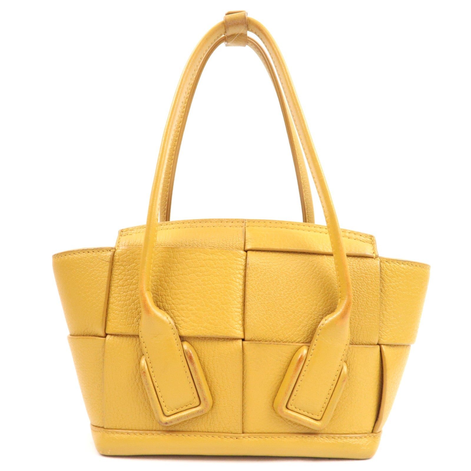 BOTTEGA VENETA Maxi Intrecciato Mini The Arco 2Way Hand Bag Yellow 600606 *Dust bag, Strap