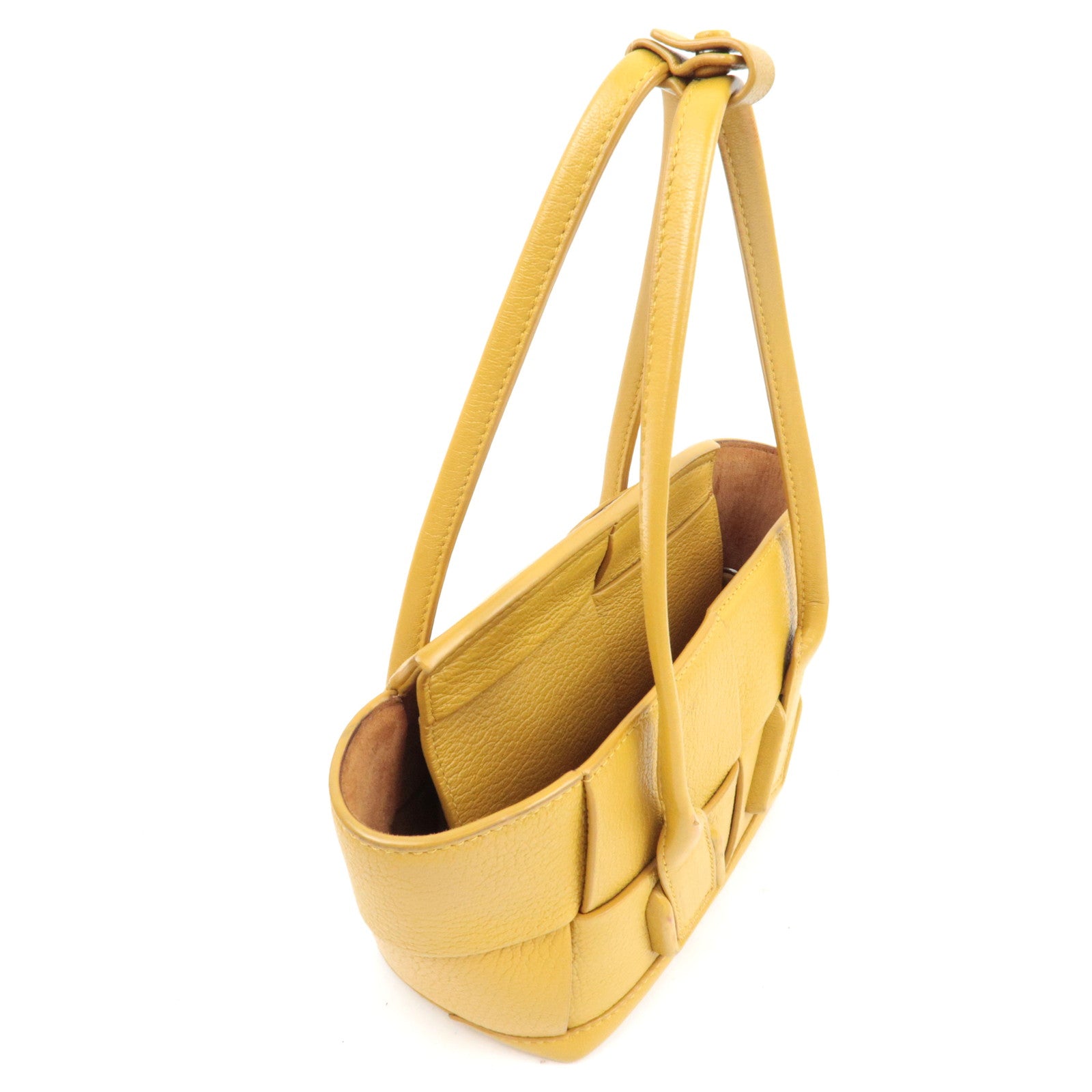 BOTTEGA VENETA Maxi Intrecciato Mini The Arco 2Way Hand Bag Yellow 600606 *Dust bag, Strap