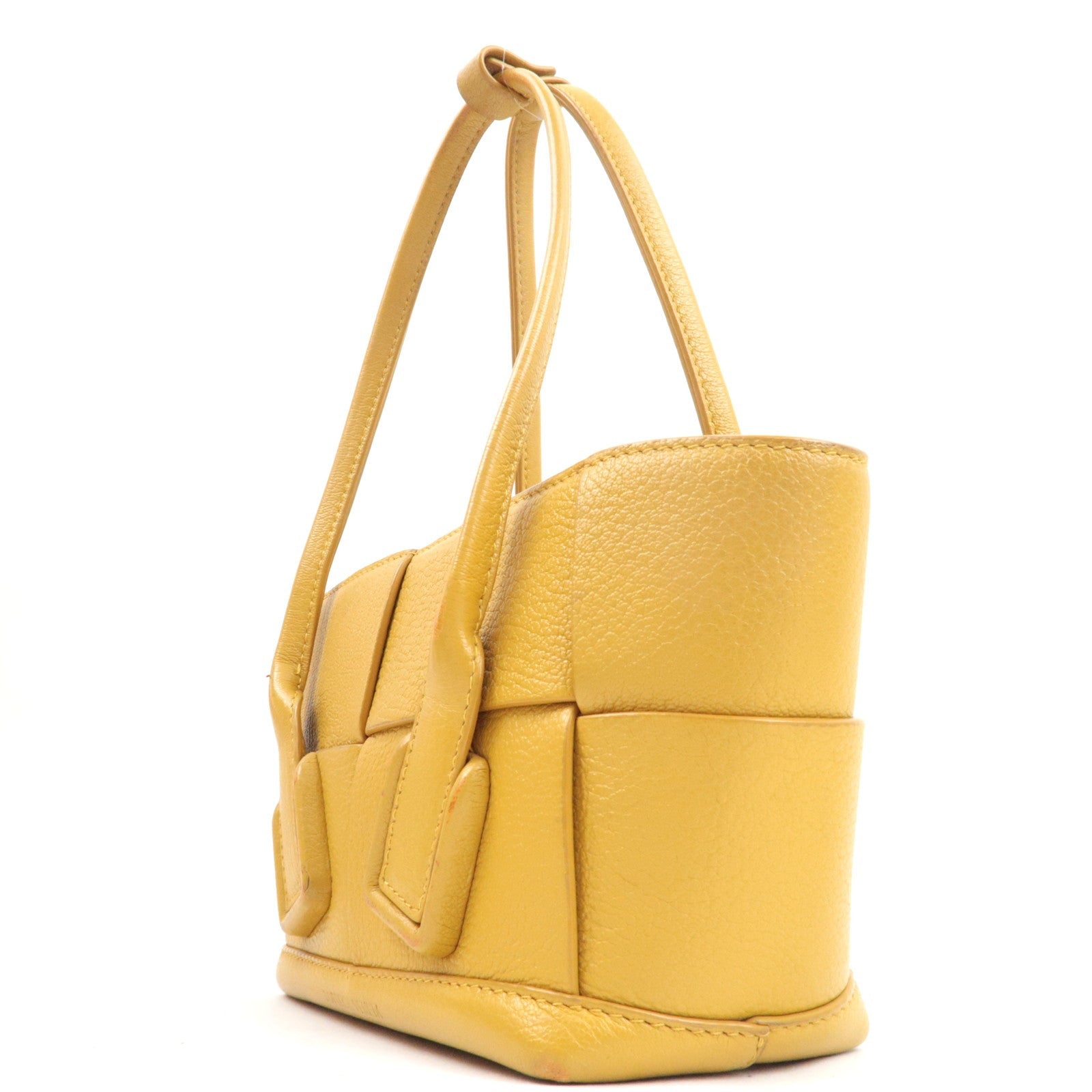 BOTTEGA VENETA Maxi Intrecciato Mini The Arco 2Way Hand Bag Yellow 600606 *Dust bag, Strap