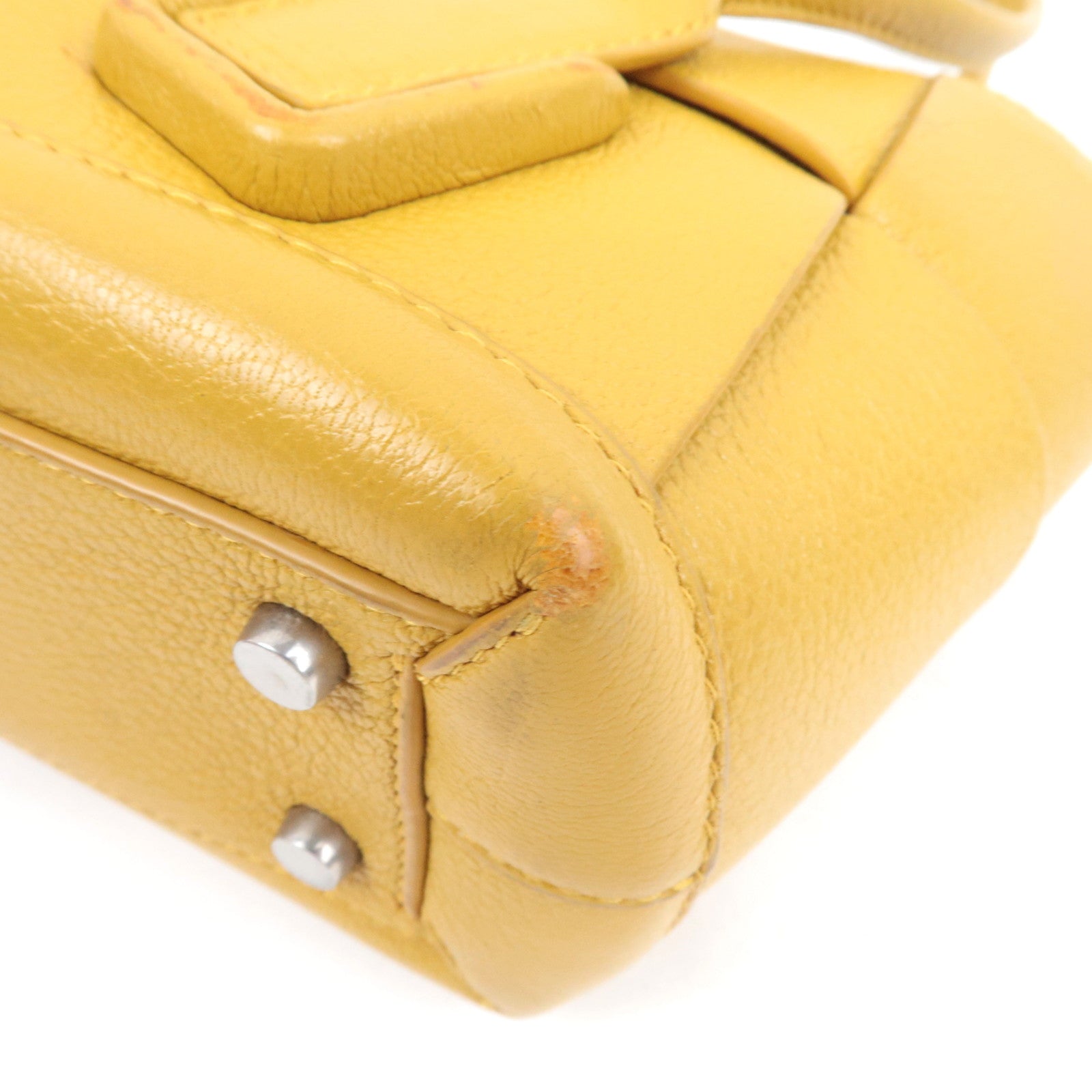 BOTTEGA VENETA Maxi Intrecciato Mini The Arco 2Way Hand Bag Yellow 600606 *Dust bag, Strap