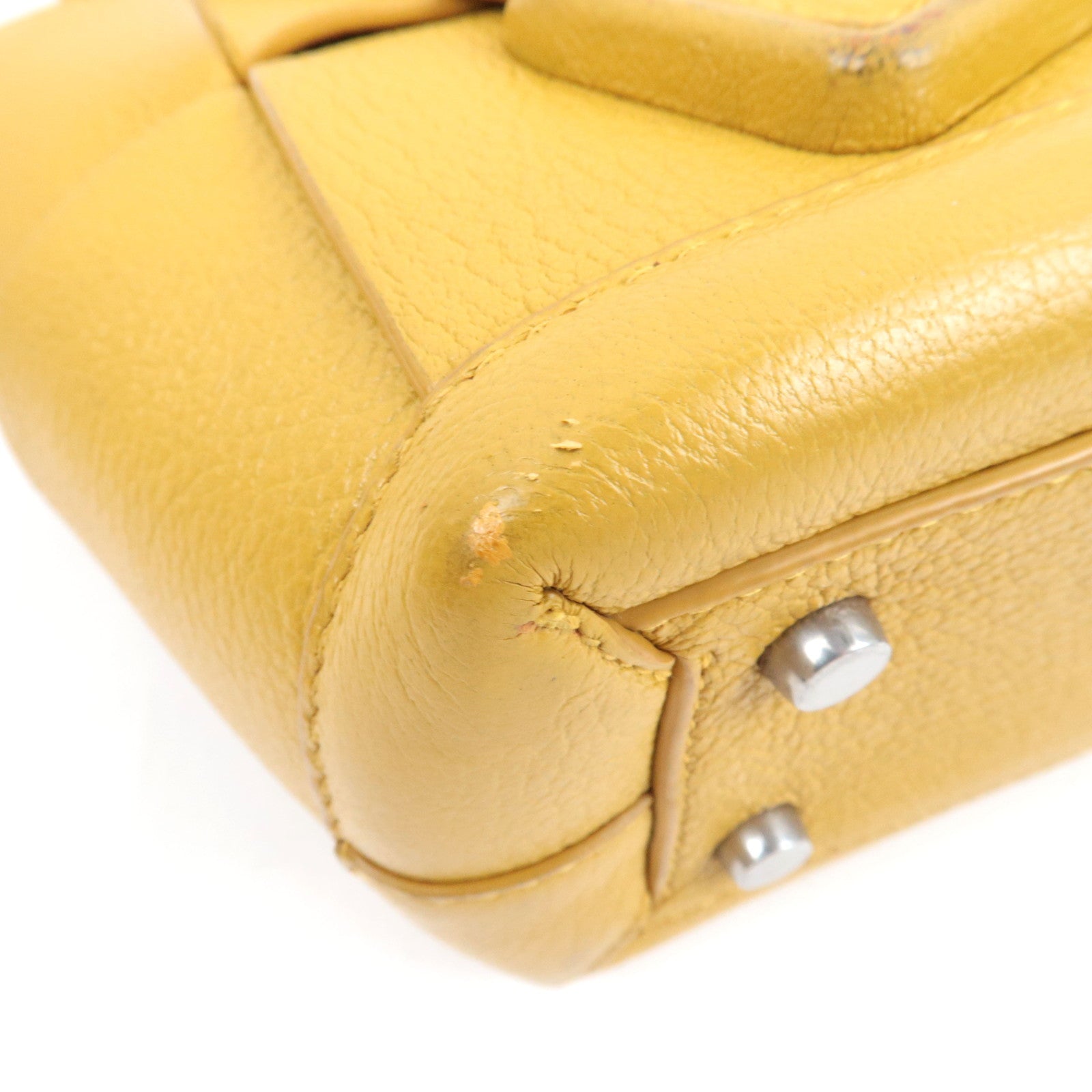 BOTTEGA VENETA Maxi Intrecciato Mini The Arco 2Way Hand Bag Yellow 600606 *Dust bag, Strap