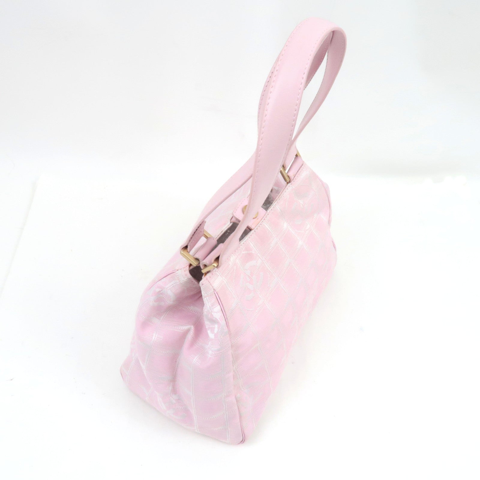 CHANEL New Travel Line Tote Bag Nylon Jacquard Leather Pink A20518 8051845 *Dust Bag