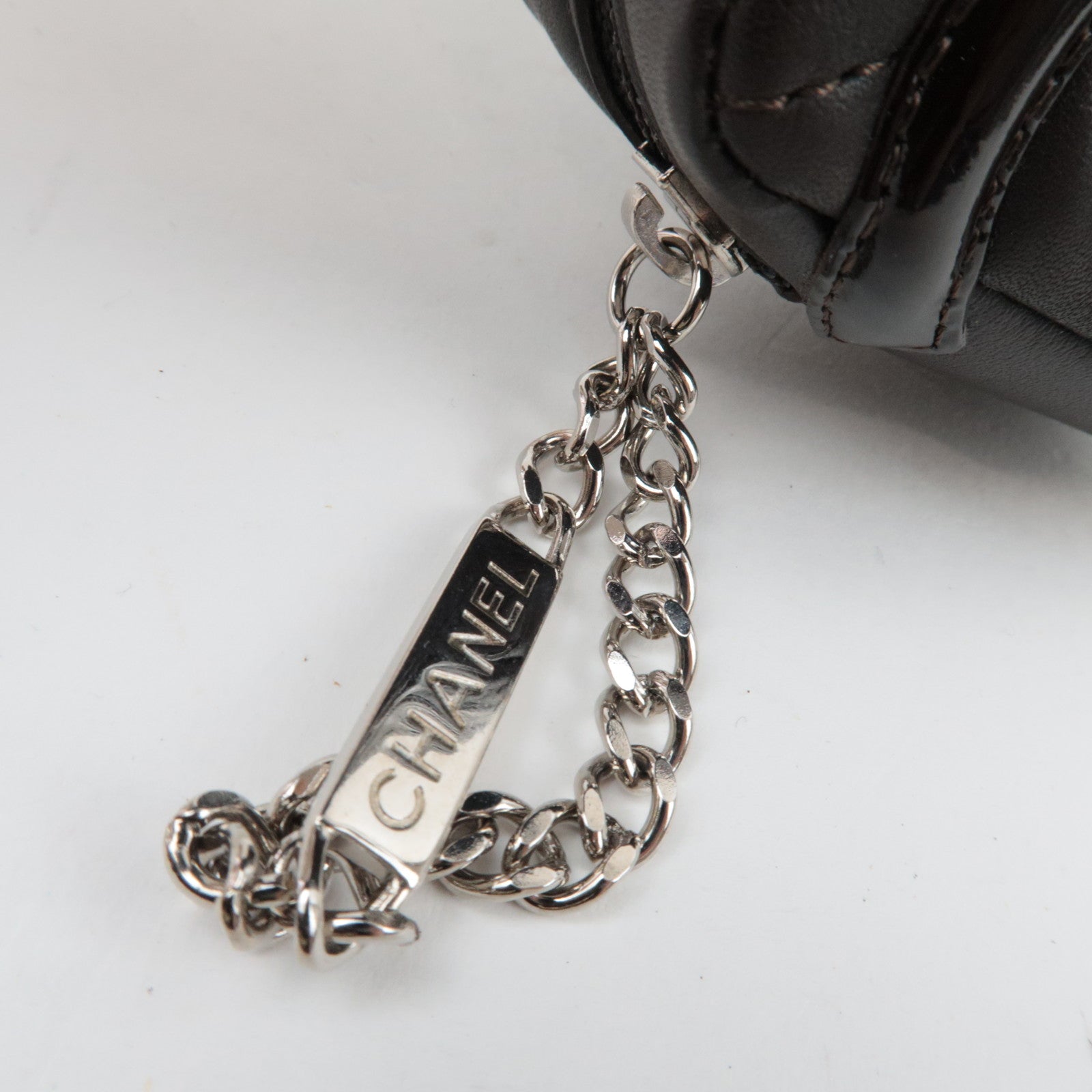 CHANEL Cambon Line Matelasse Pouch Lambskin Leather Dark Brown 10388472 *Guarantee Card