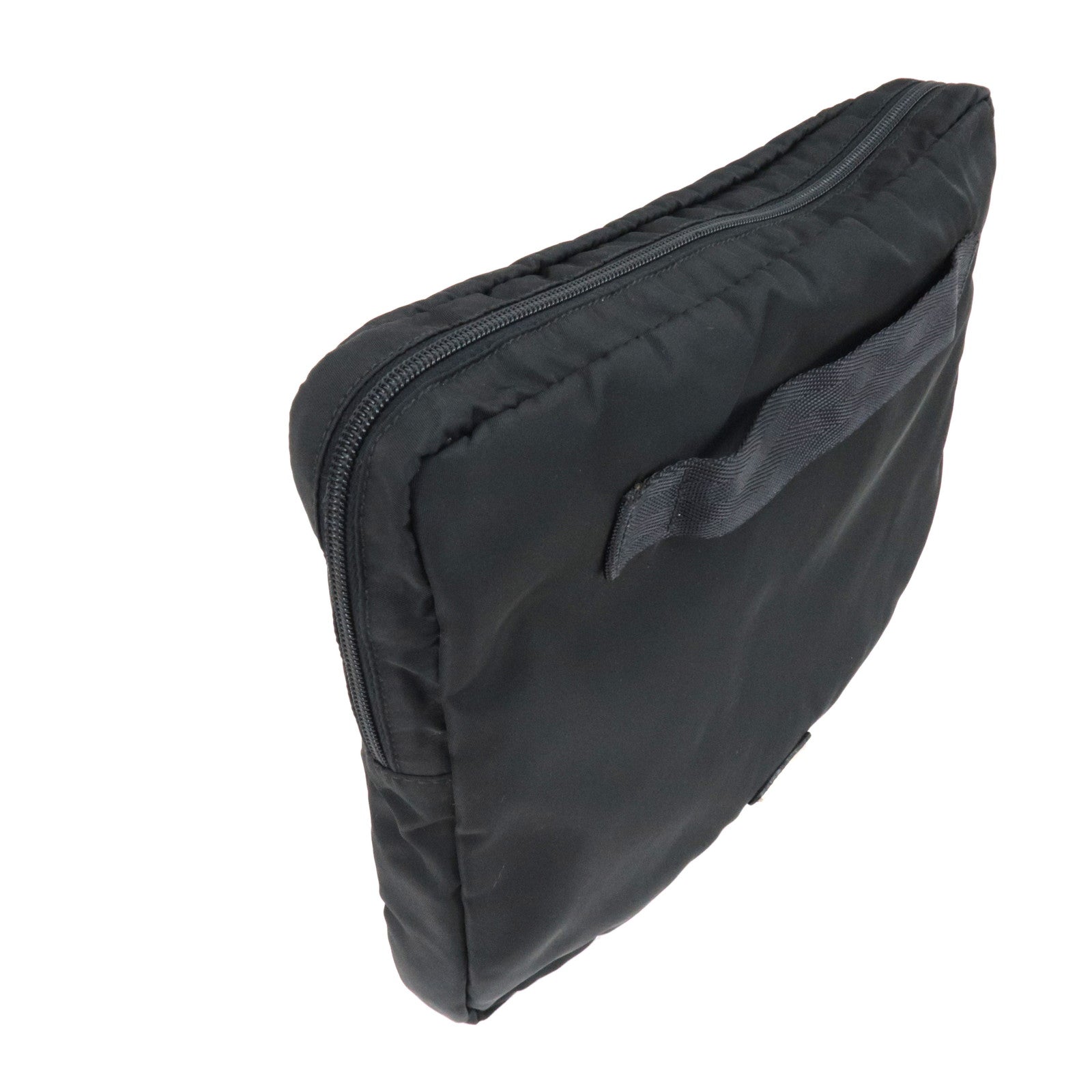 PRADA Laptop Case Clutch Bag Bag In Bag Nylon Leather Black