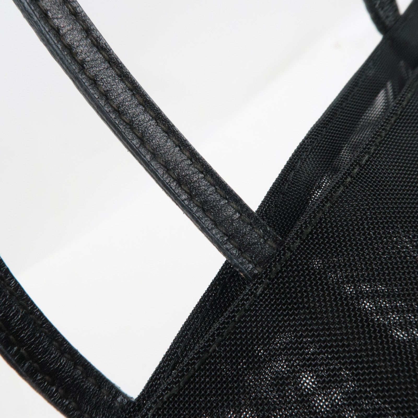 FENDI Mesh Tote Bag Hand Bag Leather Black *Dust bag