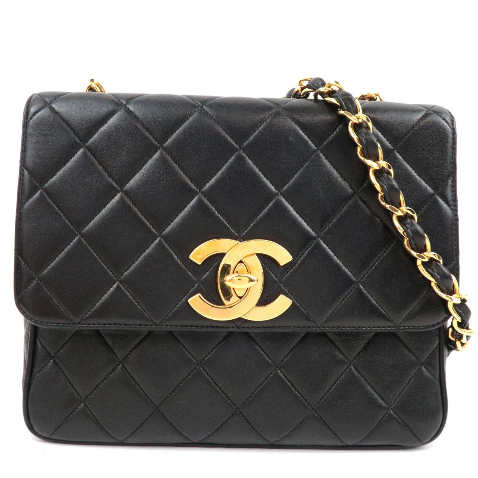 CHANEL Big Coco Matelasse Chain Shoulder Bag Lambskin Black *Dust bag, G card76206