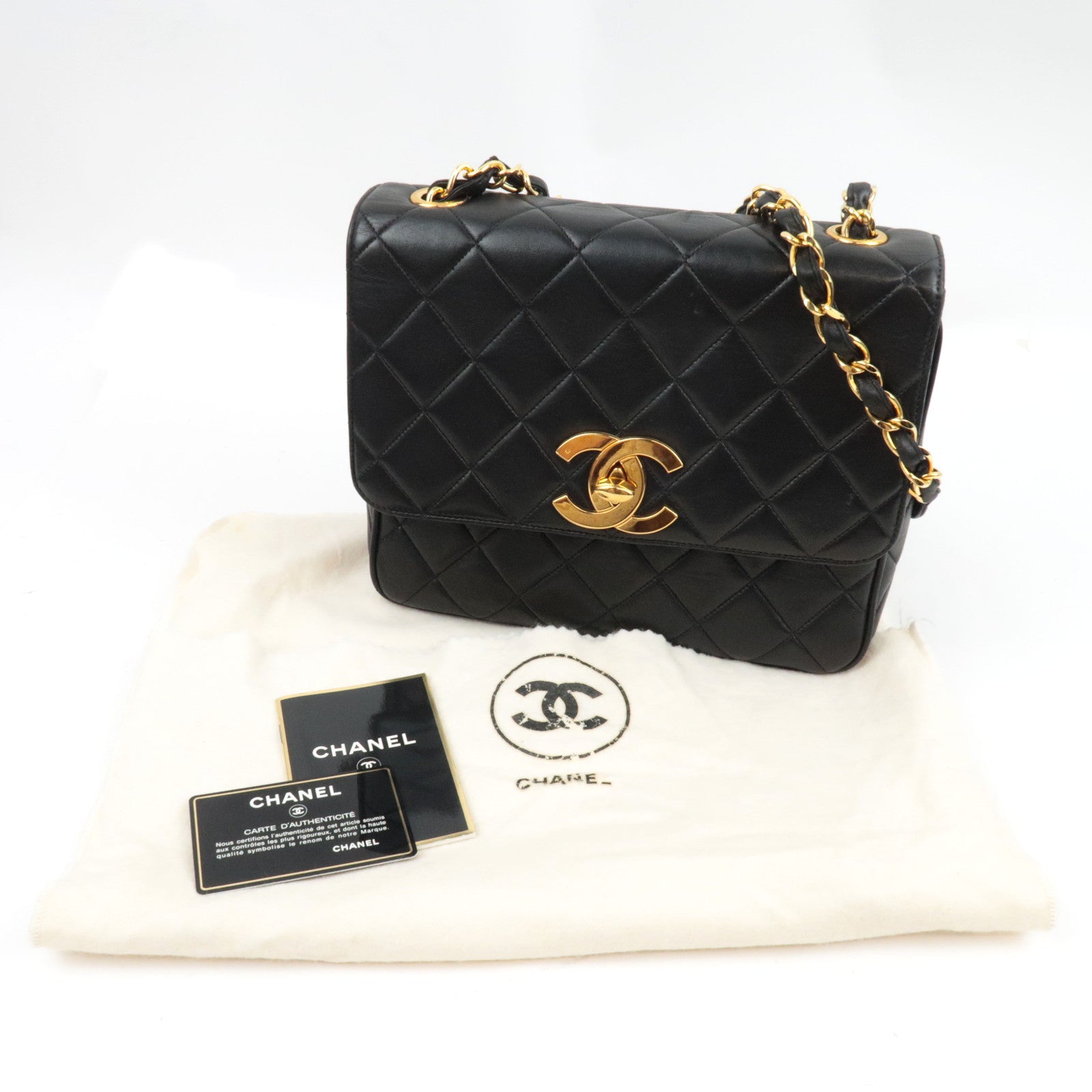 CHANEL Big Coco Matelasse Chain Shoulder Bag Lambskin Black *Dust bag, G card
