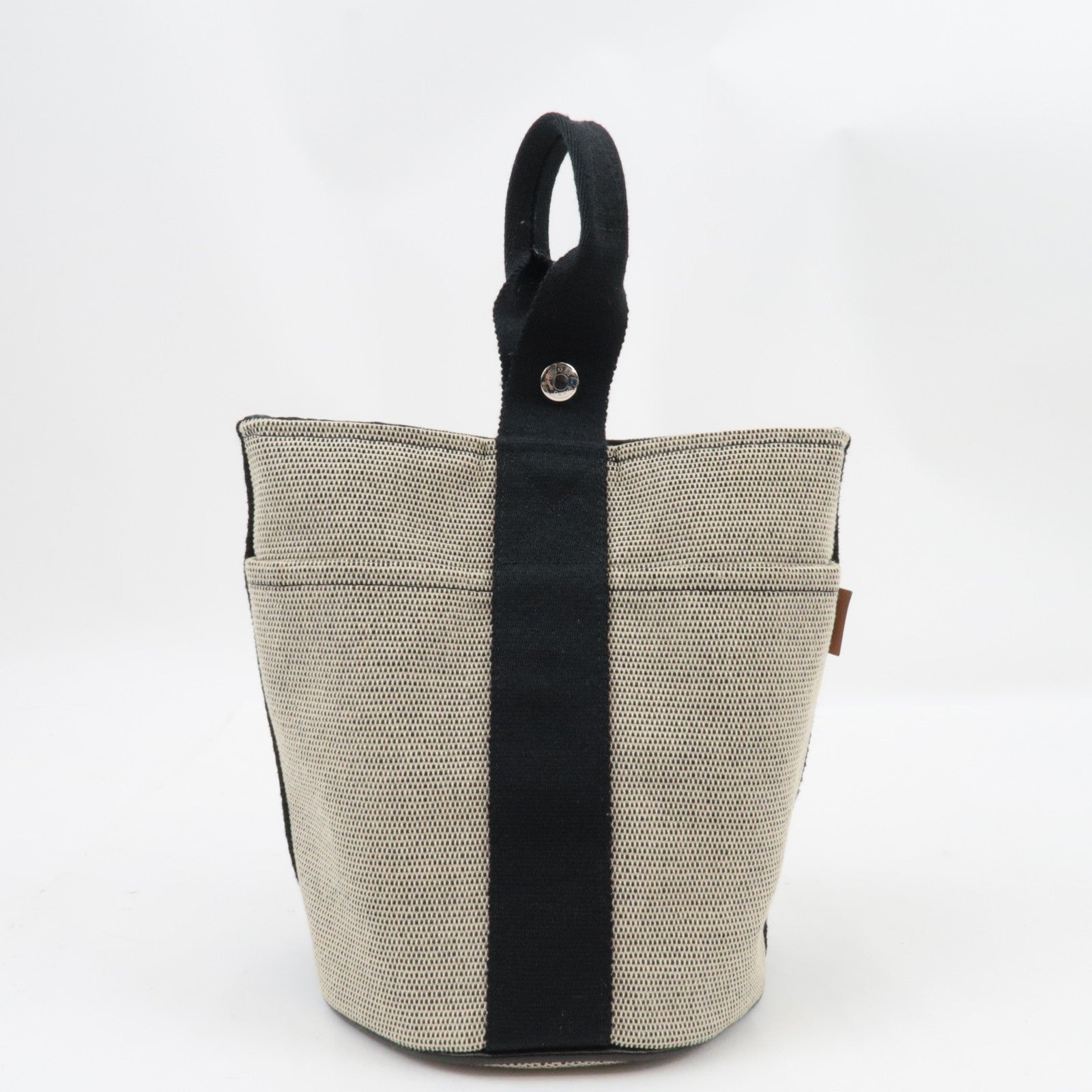 HERMES Saxo PM Hand bag Toile H Beige Black