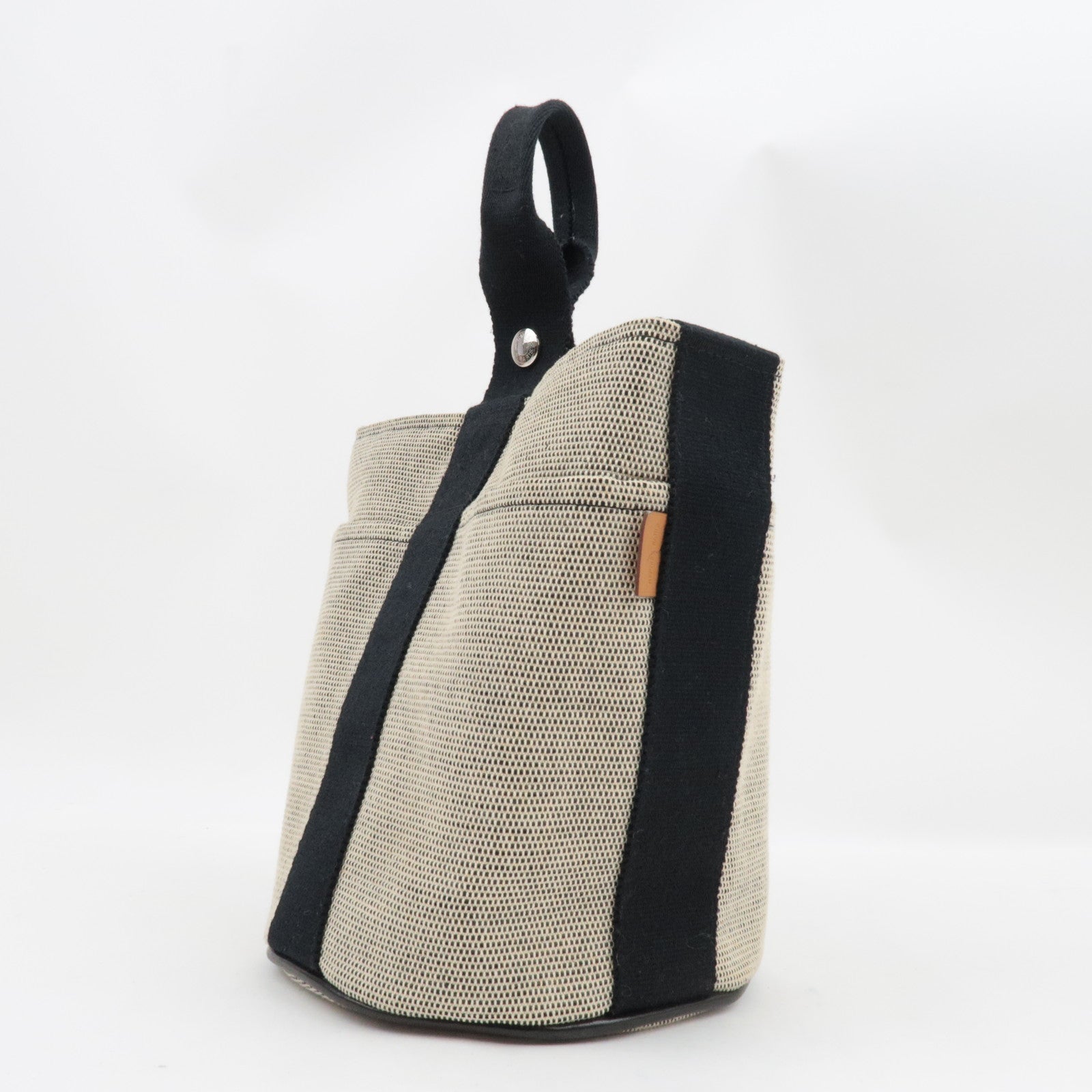 HERMES Saxo PM Hand bag Toile H Beige Black