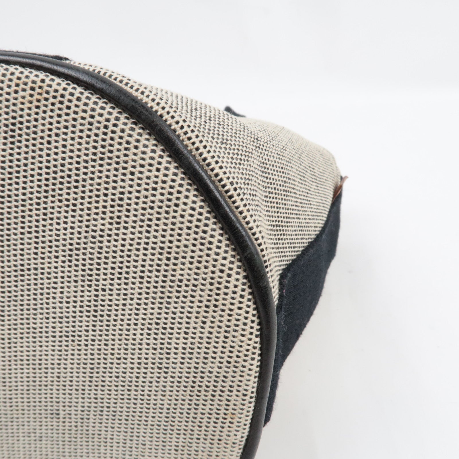 HERMES Saxo PM Hand bag Toile H Beige Black