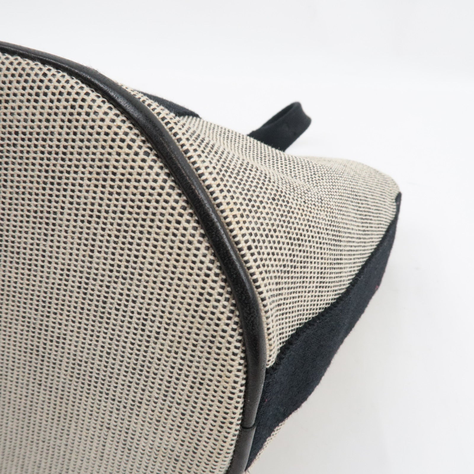 HERMES Saxo PM Hand bag Toile H Beige Black