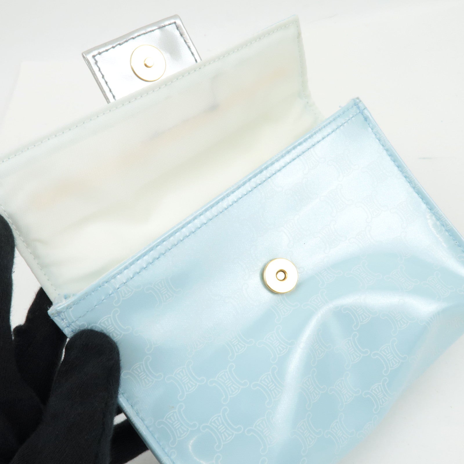 CELINE Macadam Cosmetic Pouch Novelty Vinyl Light Blue