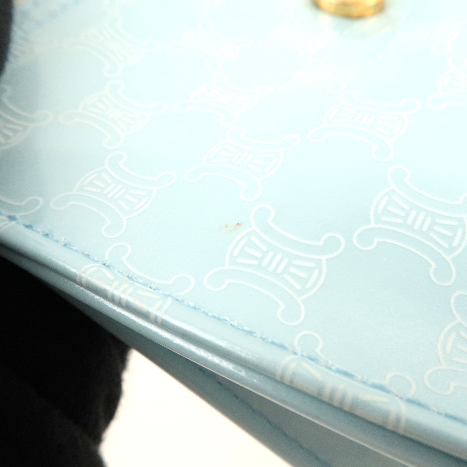 CELINE Macadam Cosmetic Pouch Novelty Vinyl Light Blue