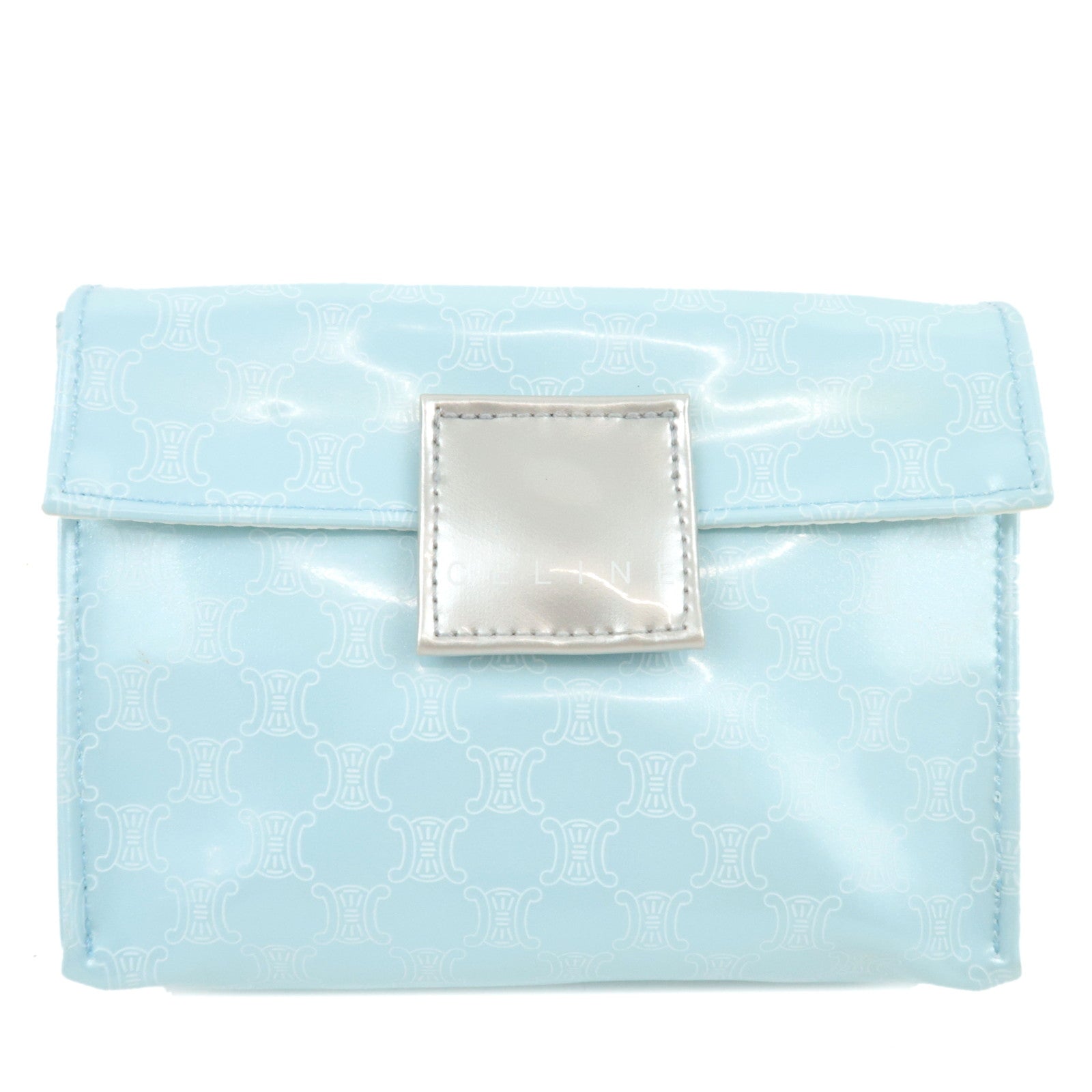 CELINE Macadam Cosmetic Pouch Novelty Vinyl Light Blue   76218