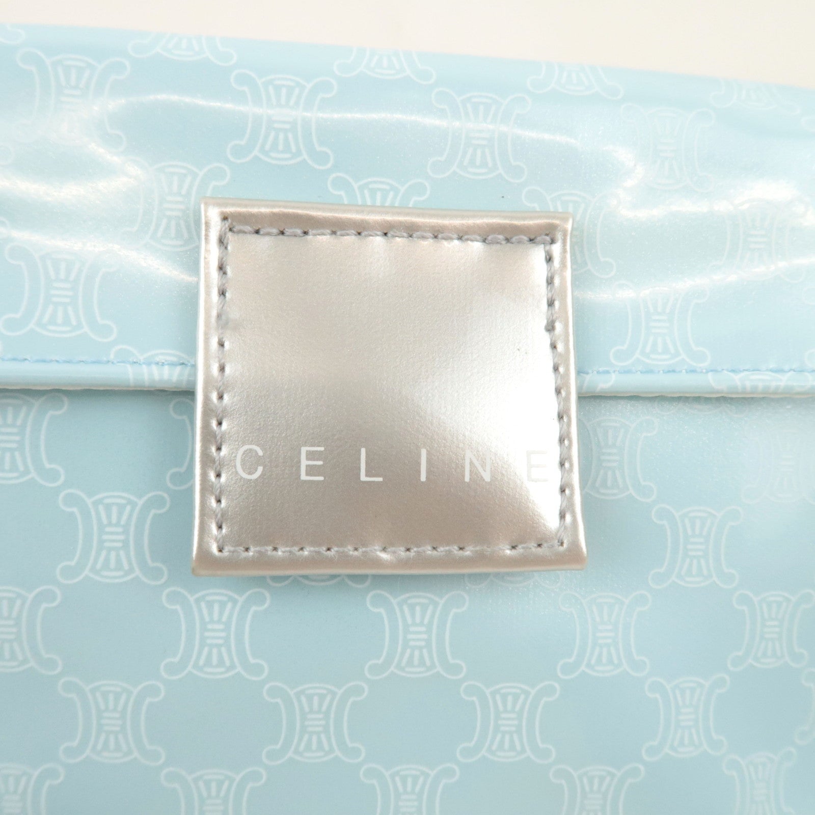 CELINE Macadam Cosmetic Pouch Novelty Vinyl Light Blue