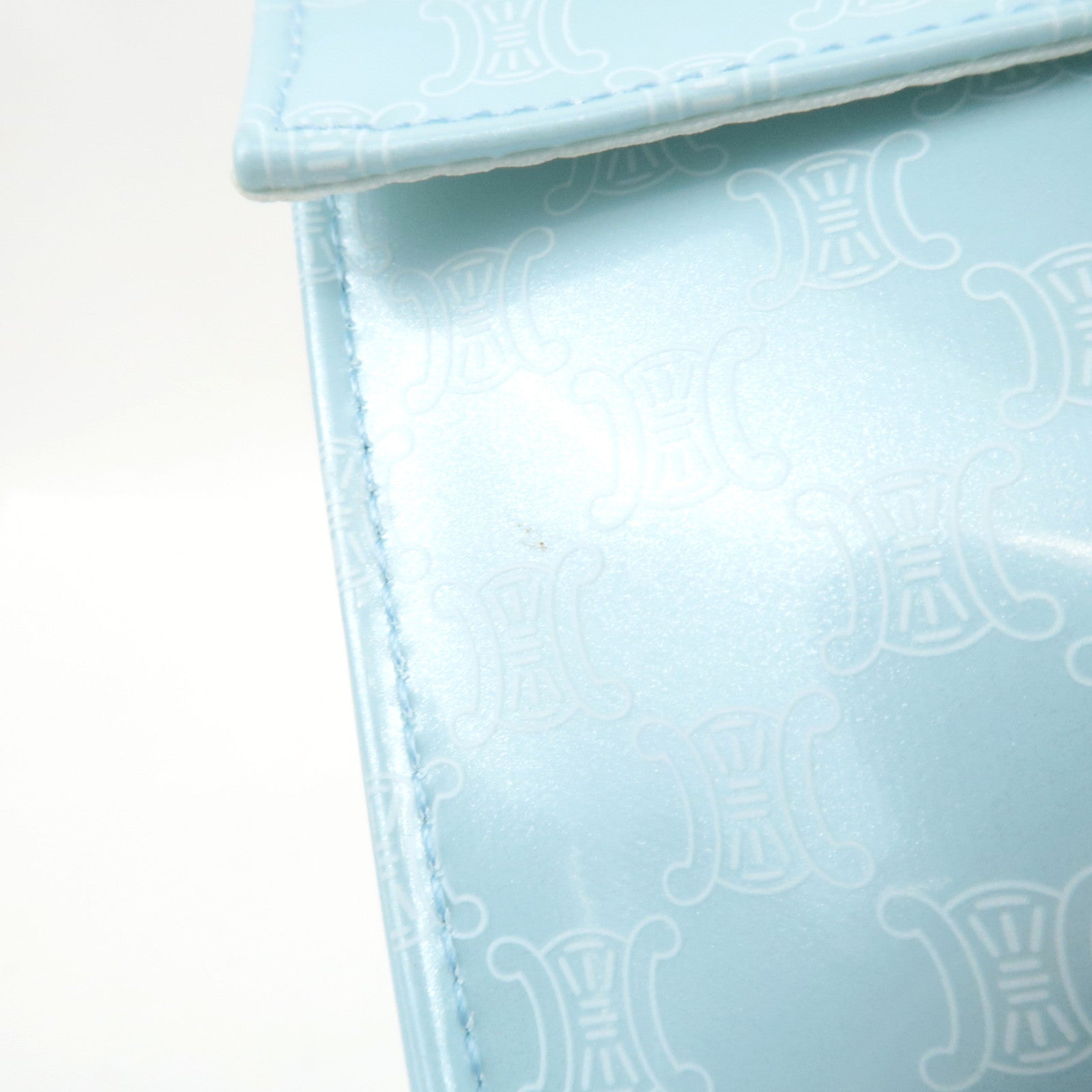 CELINE Macadam Cosmetic Pouch Novelty Vinyl Light Blue