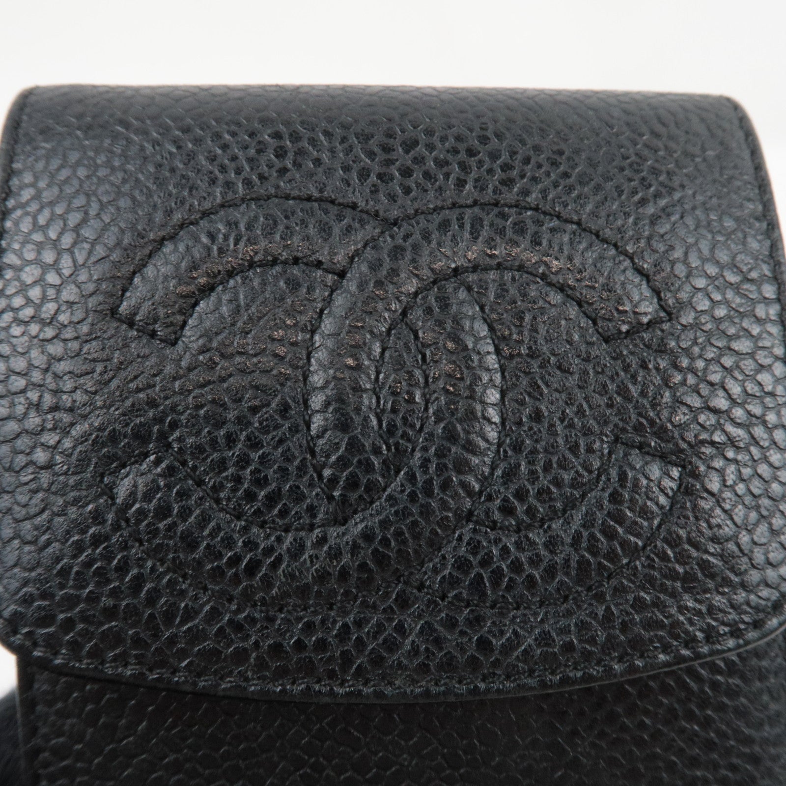 CHANEL Cocomark Glasses Case Caviar Skin Black 3086616