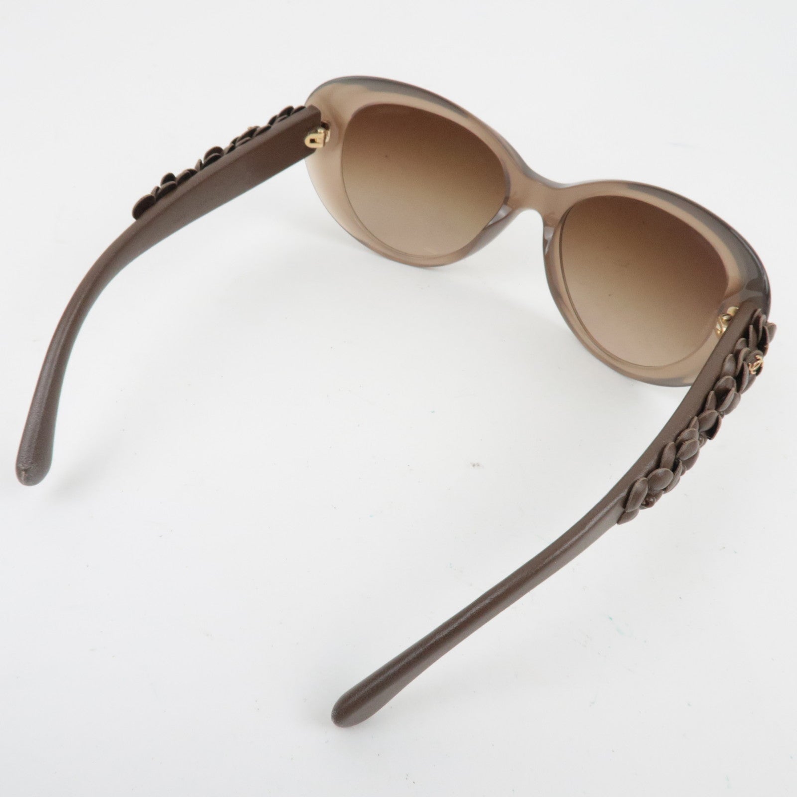 CHANEL Coco Mark Camellia Sunglasses 5318-Q-A C.1511/S5 55□17 135 Leather Brown *Box, Case, Cloth