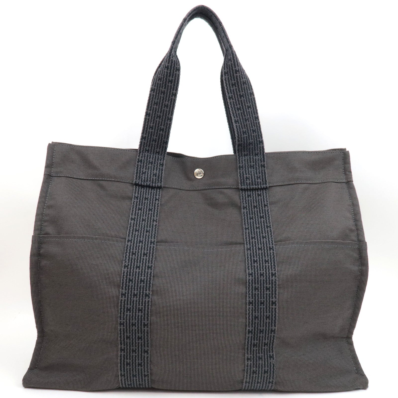 HERMES Her Line GM Tote Bag Canvas Gray