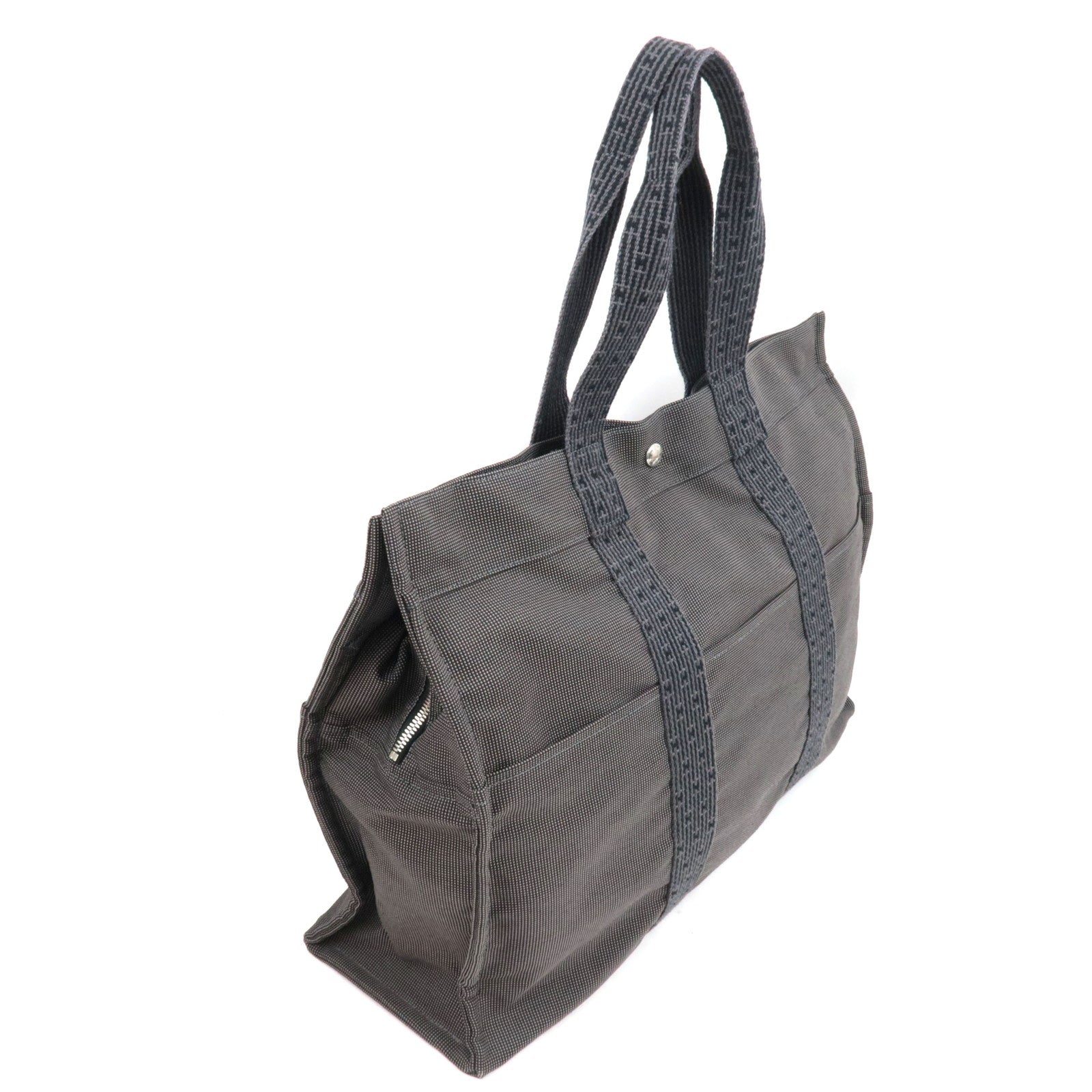 HERMES Her Line GM Tote Bag Canvas Gray