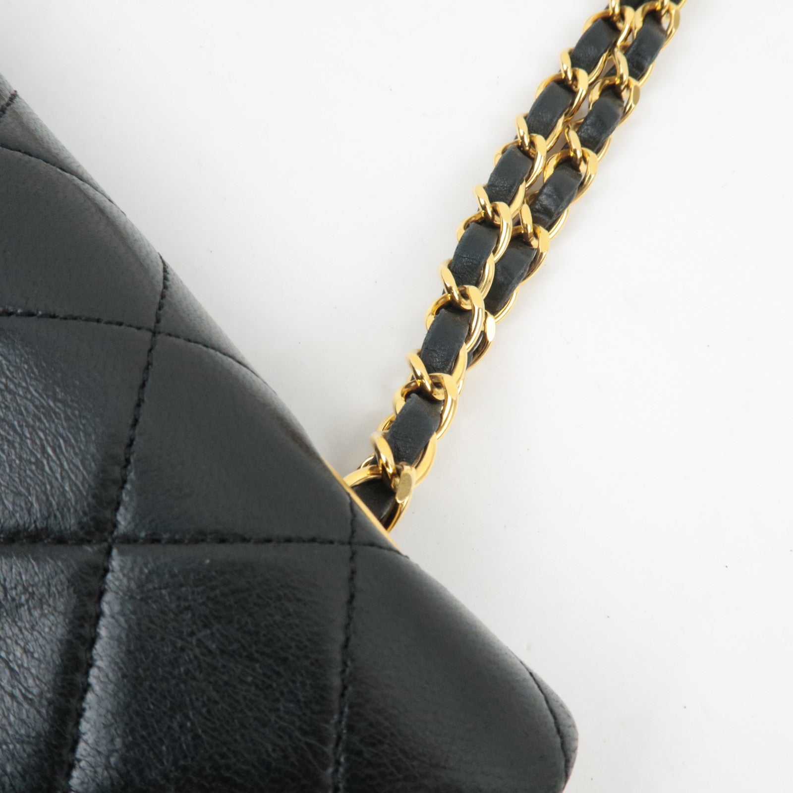 CHANEL Matelasse Double Chain Shoulder Bag Lambskin Black 1439244 *Dust Bag, G Card