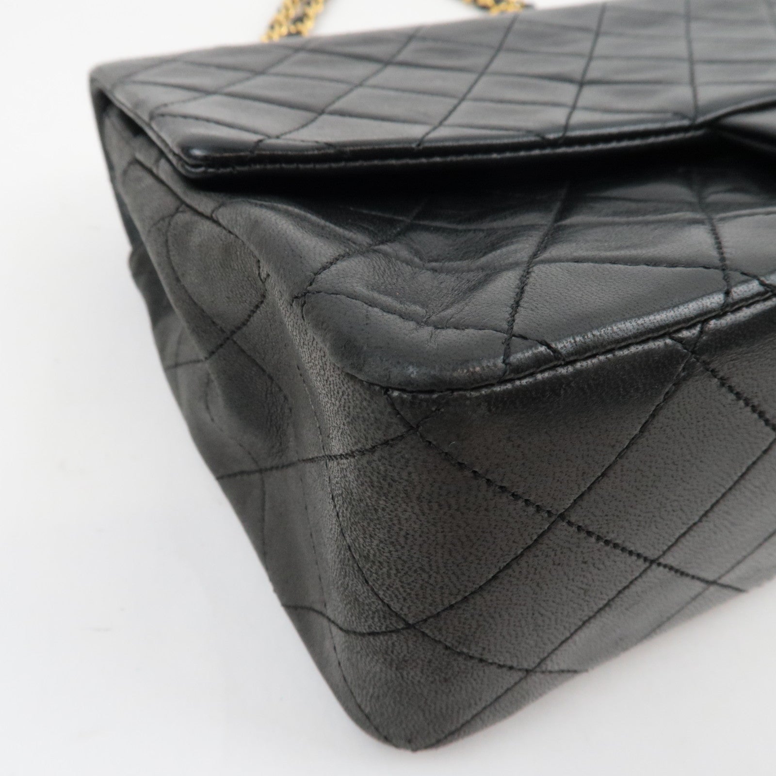 CHANEL Matelasse Double Chain Shoulder Bag Lambskin Black 1439244 *Dust Bag, G Card