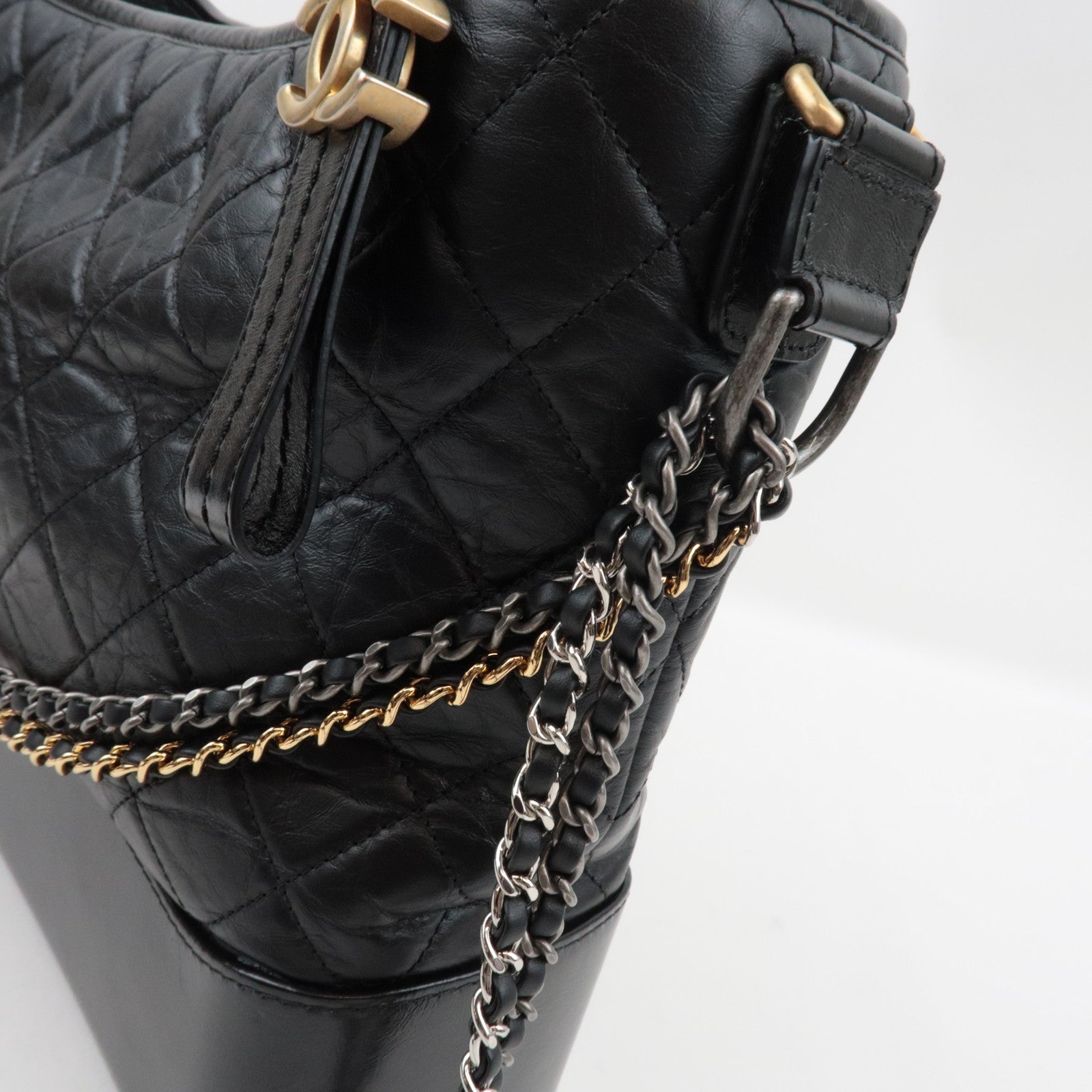 CHANEL Gabrielle Large Hobo Bag Calf Black A93825 24577060 *Dust Bag, G Card