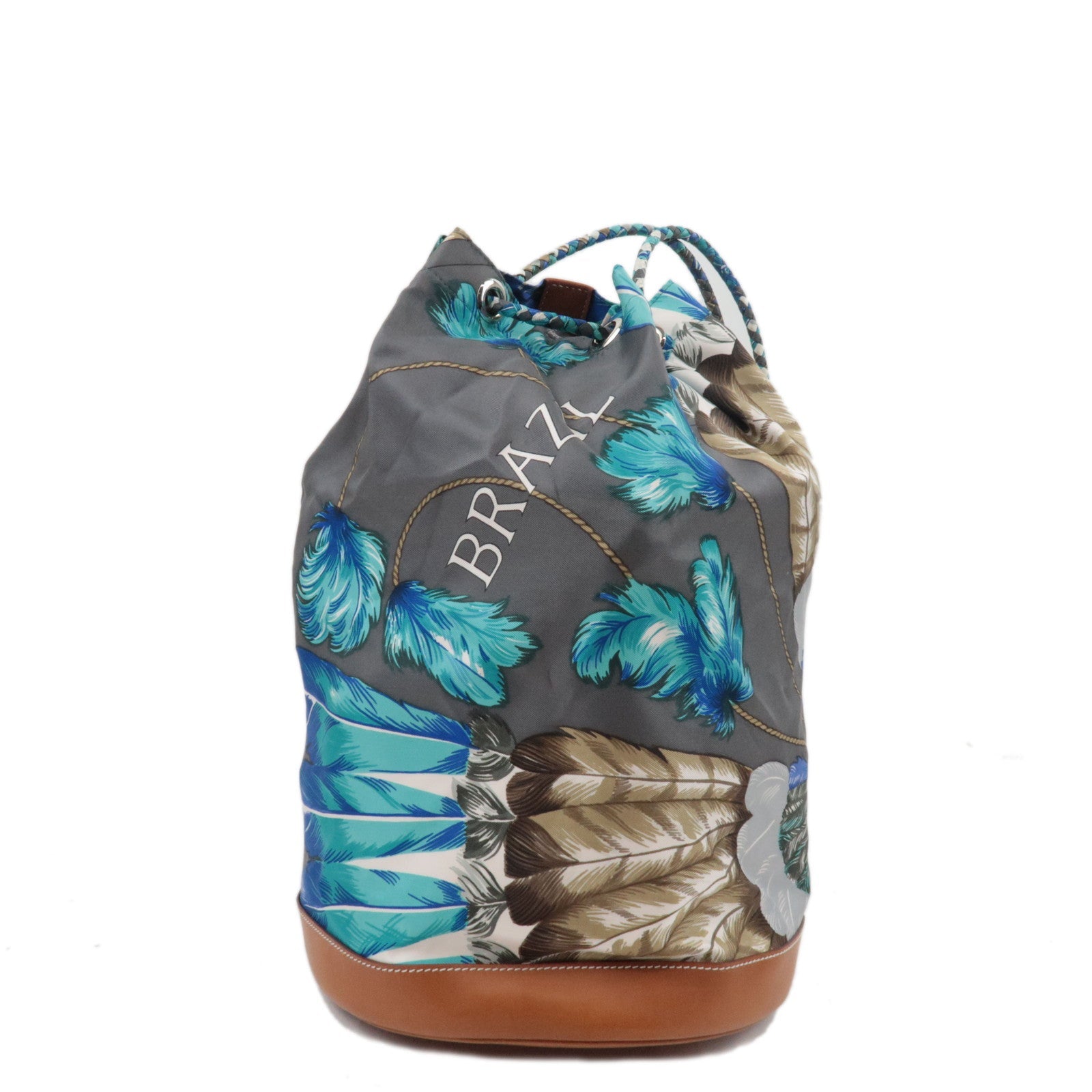 HERMES Sowacool 22 Brazil Shoulder Bag □R Stamp (2014) Silk Leather Blue76454