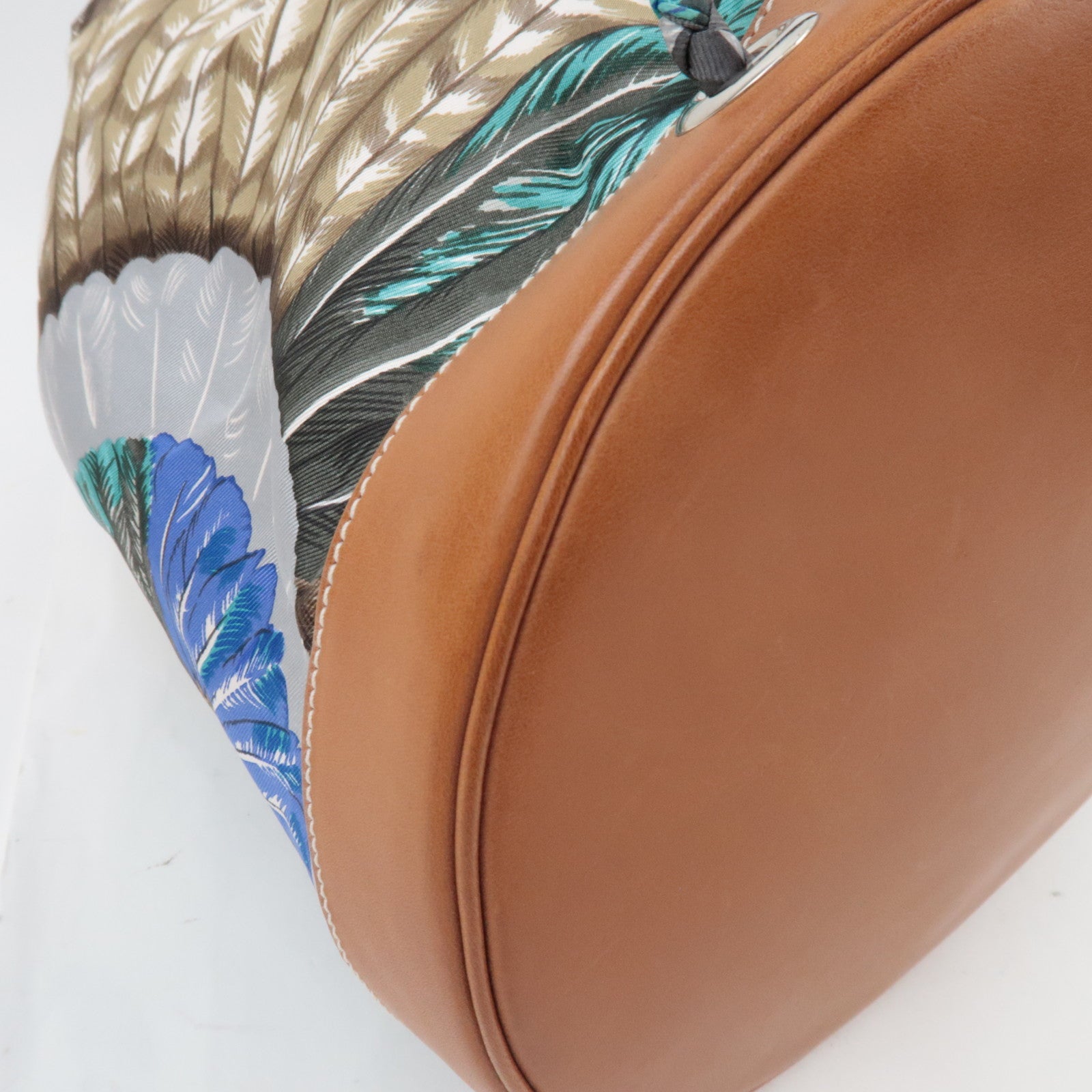 HERMES Soie Cool 22 Brazil Shoulder Bag □R Stamp (2014) Silk Leather Blue