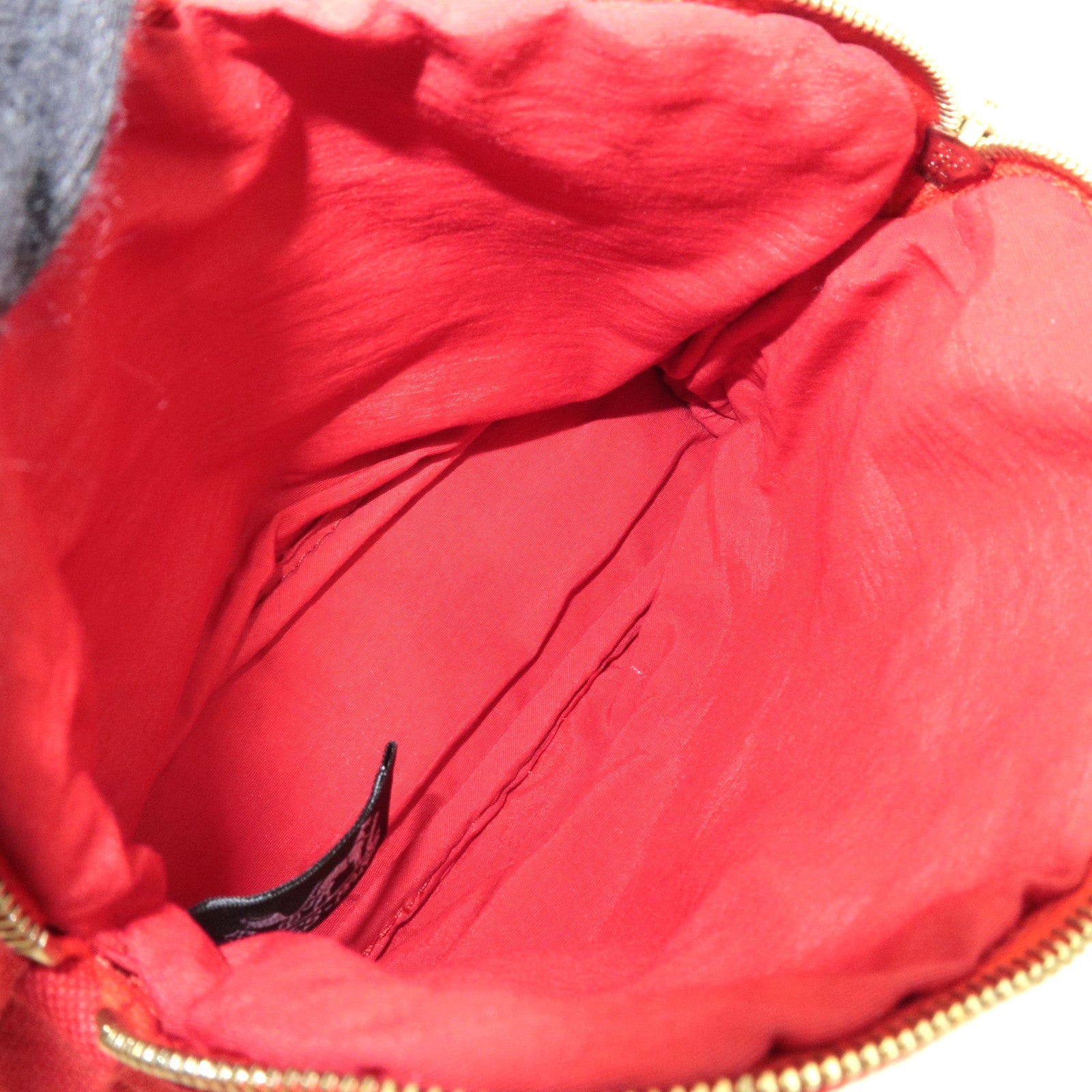 HERMES Bolide Pouch Mini 20 Cosmetic Pouch Canvas Leather Red