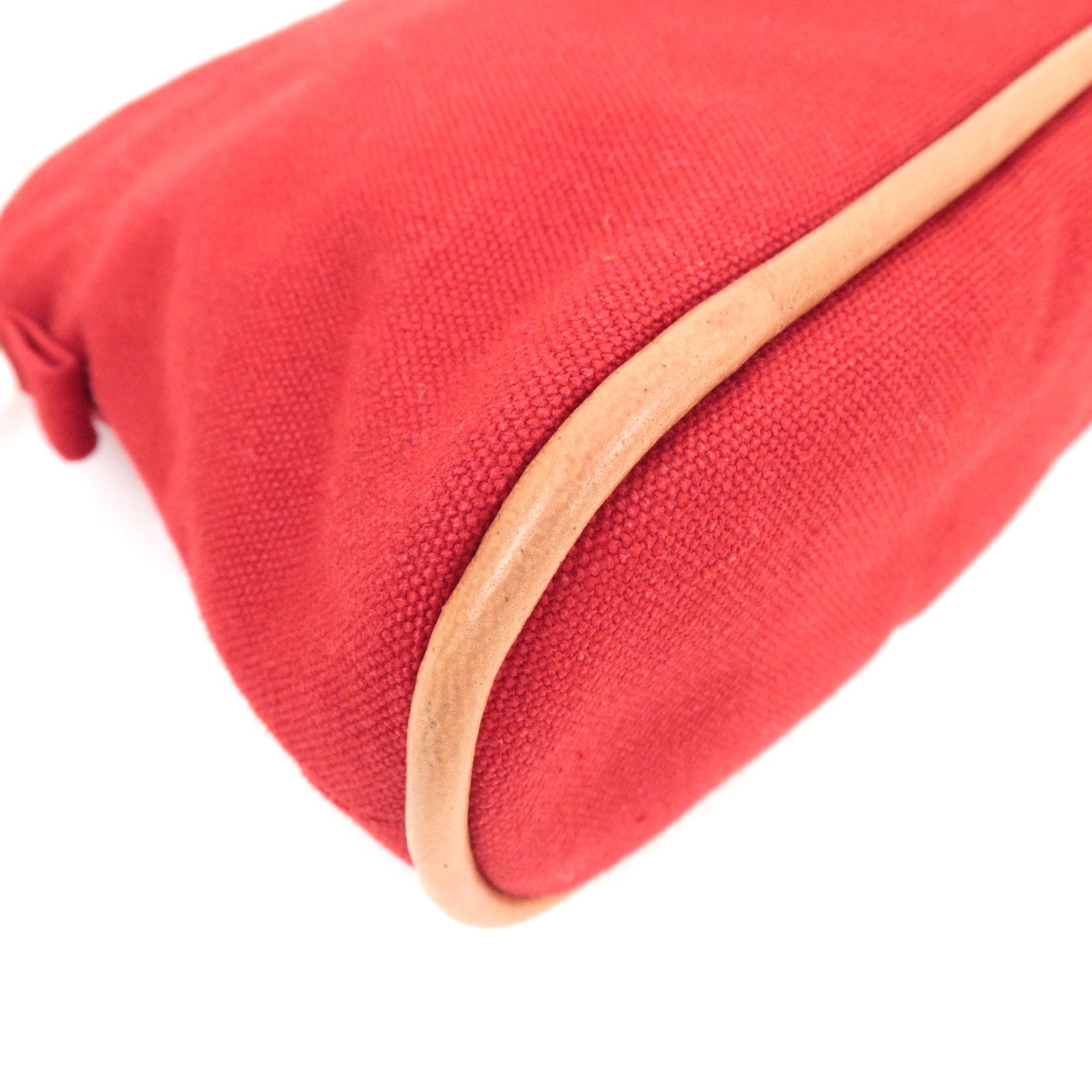 HERMES Bolide Pouch Mini 20 Cosmetic Pouch Canvas Leather Red