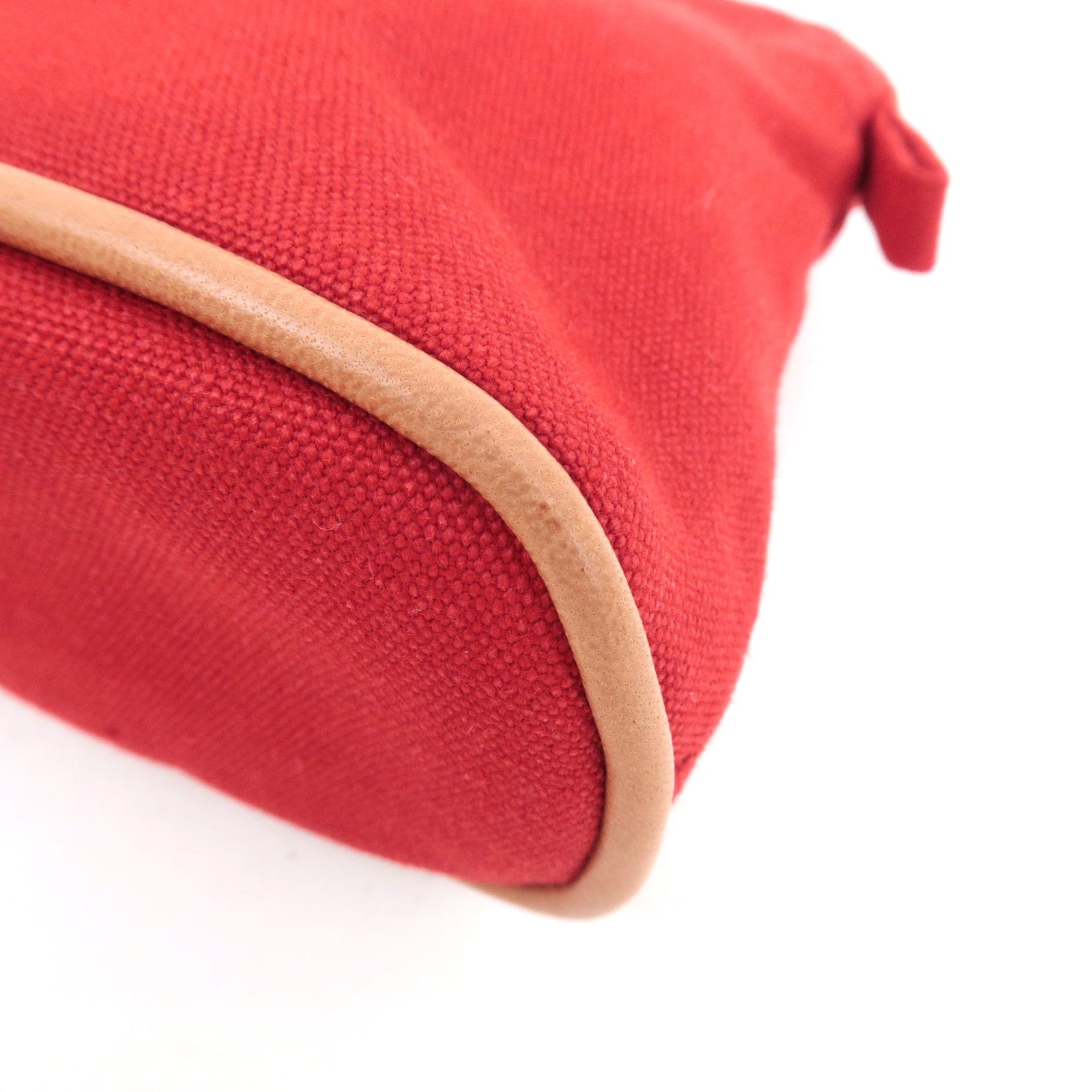 HERMES Bolide Pouch Mini 20 Cosmetic Pouch Canvas Leather Red