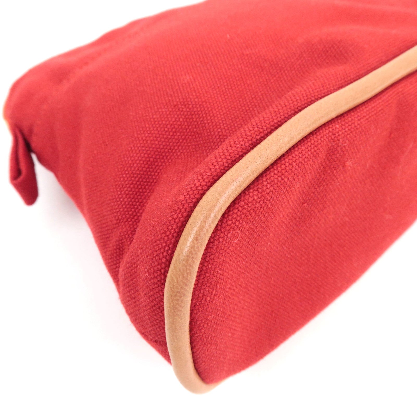 HERMES Bolide Pouch Mini 20 Cosmetic Pouch Canvas Leather Red