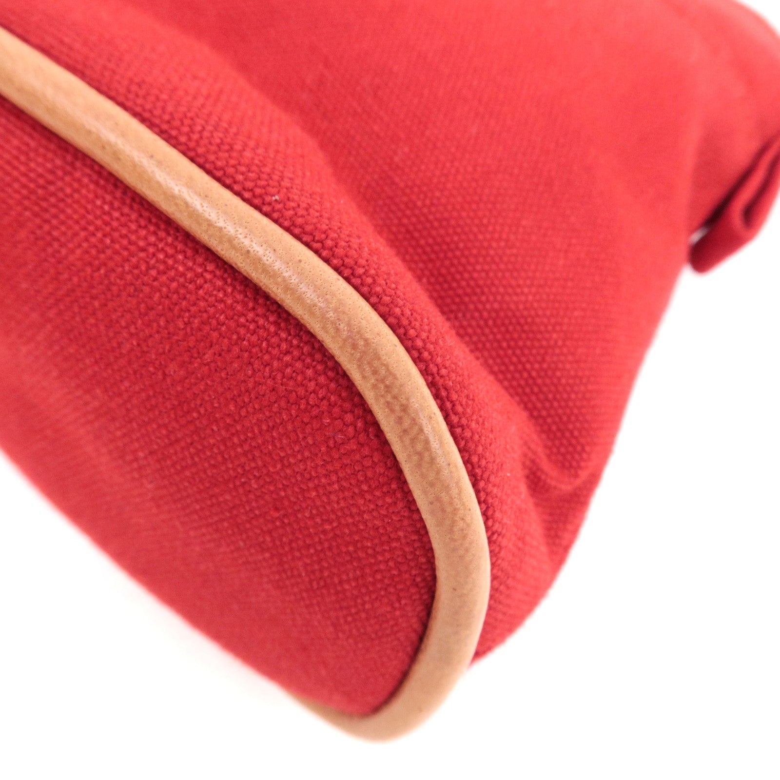 HERMES Bolide Pouch Mini 20 Cosmetic Pouch Canvas Leather Red