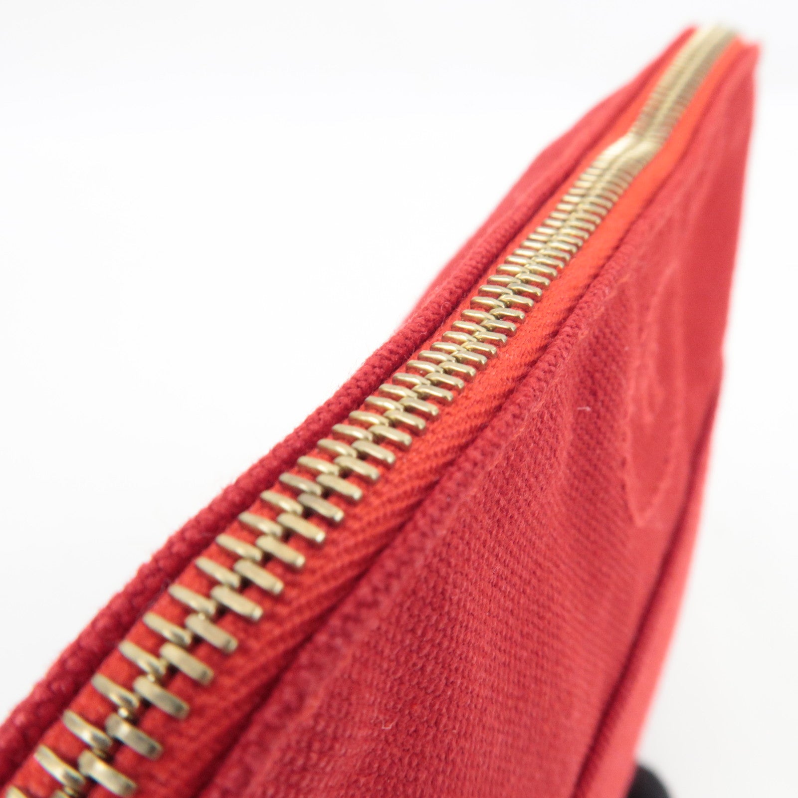 HERMES Bolide Pouch Mini 20 Cosmetic Pouch Canvas Leather Red