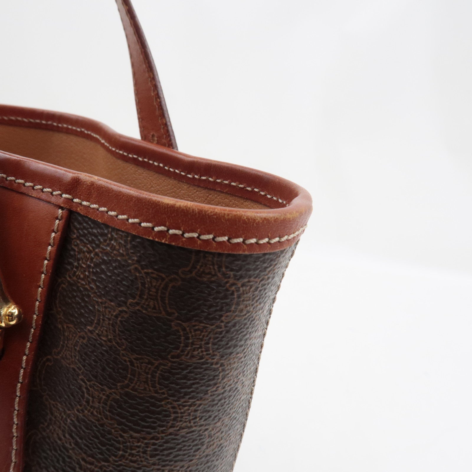 CELINE Macadam Tote Bag PVC Leather Brown