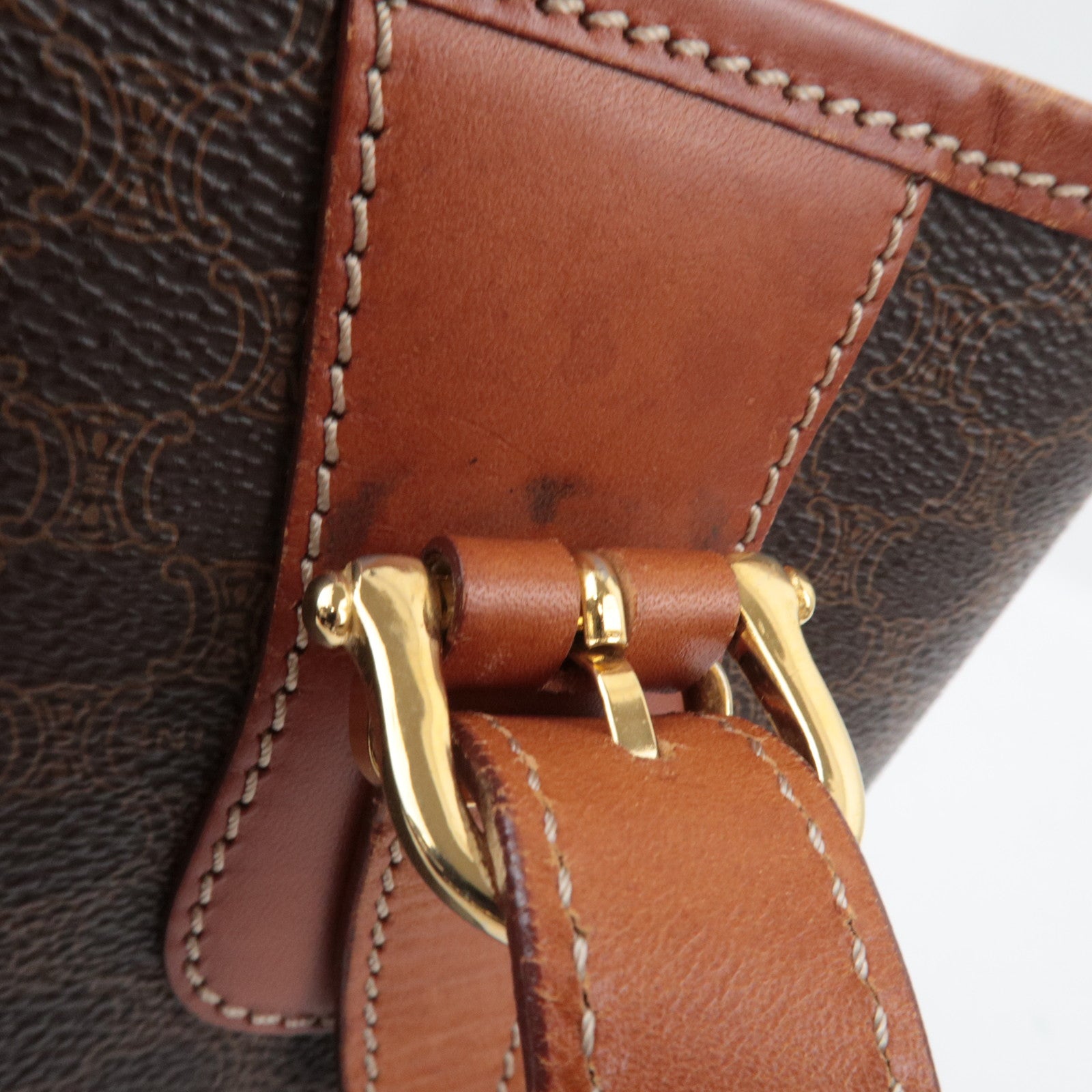 CELINE Macadam Tote Bag PVC Leather Brown